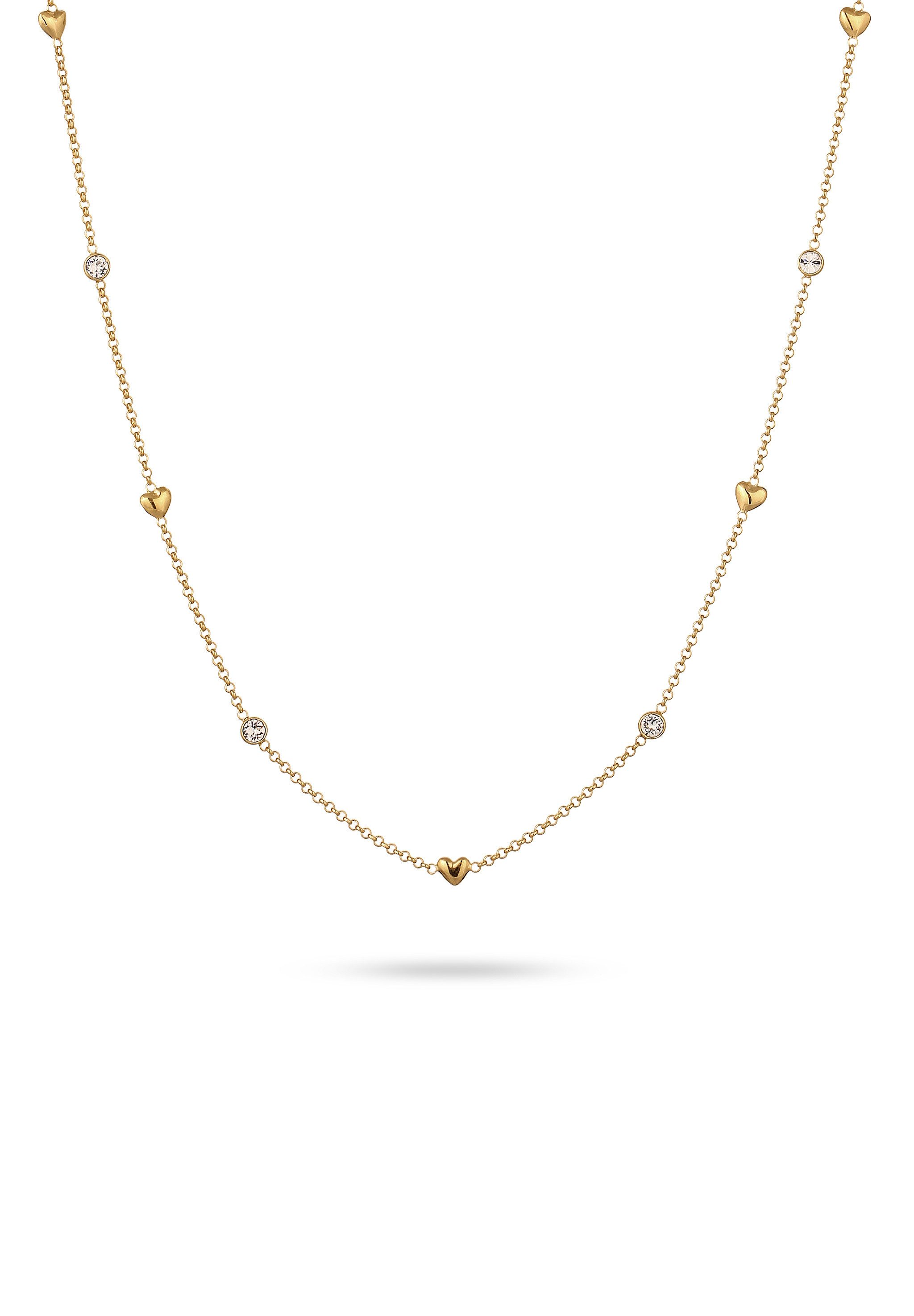 Kette mit Anhänger Herz Weiß 925 Sterling Silber, mit Kristallen von Swarovski®