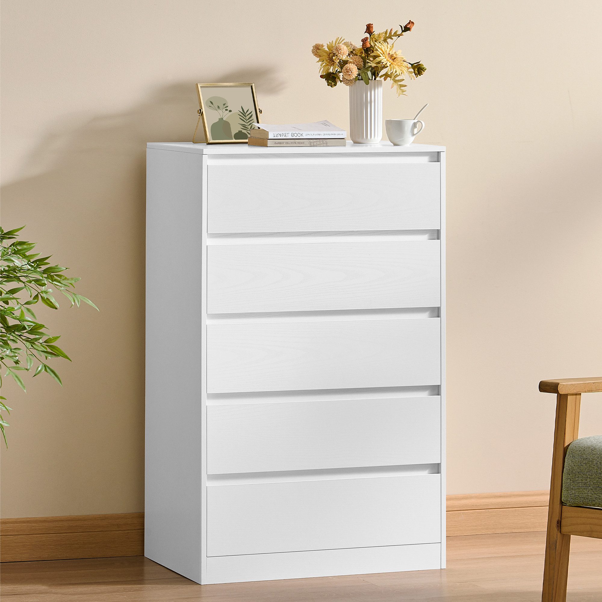 VASAGLE Kommode, mit 3 / 4 / 5 Schubladen, Komodenschrank, Schubladenschrank