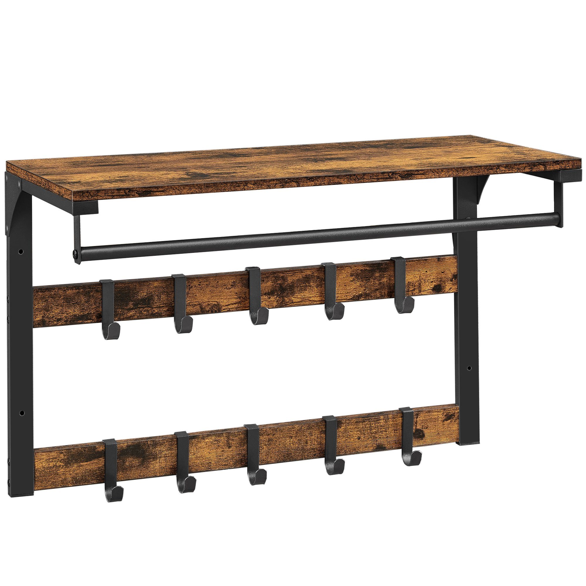 VASAGLE Wandgarderobe, Wandregal, mit Haken, 65 günstig online kaufen