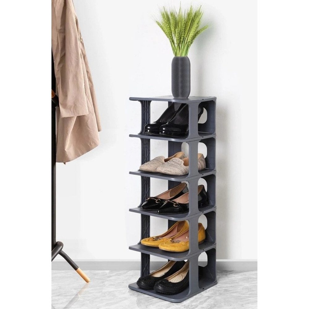 Luxury Bites Schuhregal mit 5 Ebenen aus Kunststoff, Tragbares Schuhregal weiß & anthrazit – Bild 2 von 3