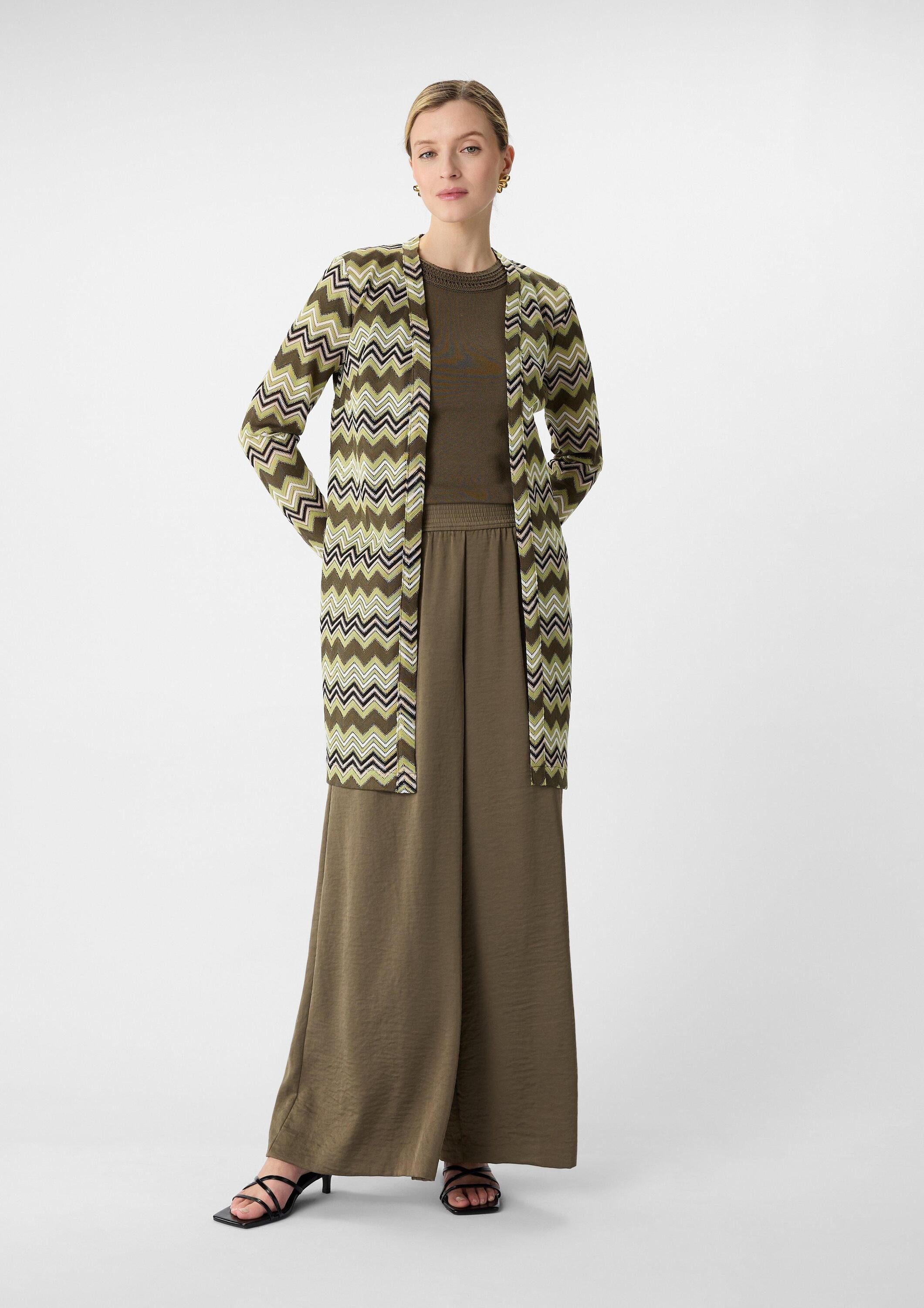 comma Cardigan T-Shirt Long-Cardigan aus Zick-Zack-Ajour