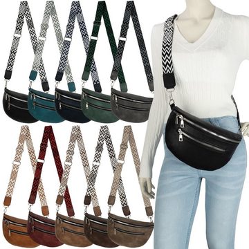 EAAKIE Gürteltasche Bauchtasche Umhängetasche Crossbody-Bag Hüfttasche Kunstleder Italy-De, als Schultertasche, CrossOver, Umhängetasche tragbar