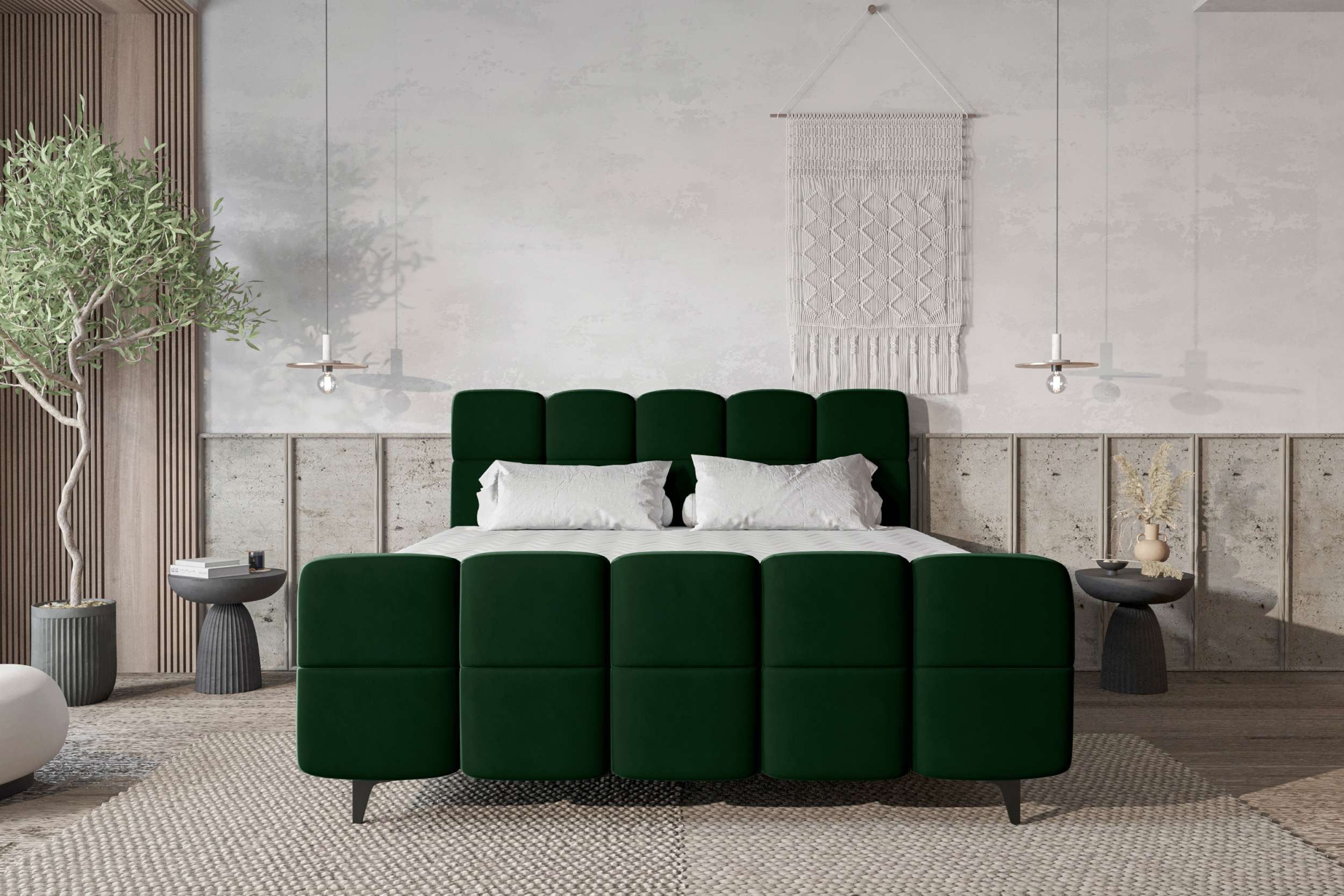99rooms Boxspringbett Capri (Schlafzimmerbett, Bett), 140/160/180x200 cm, in Velours KRONOS, mit Topper, Bettkasten