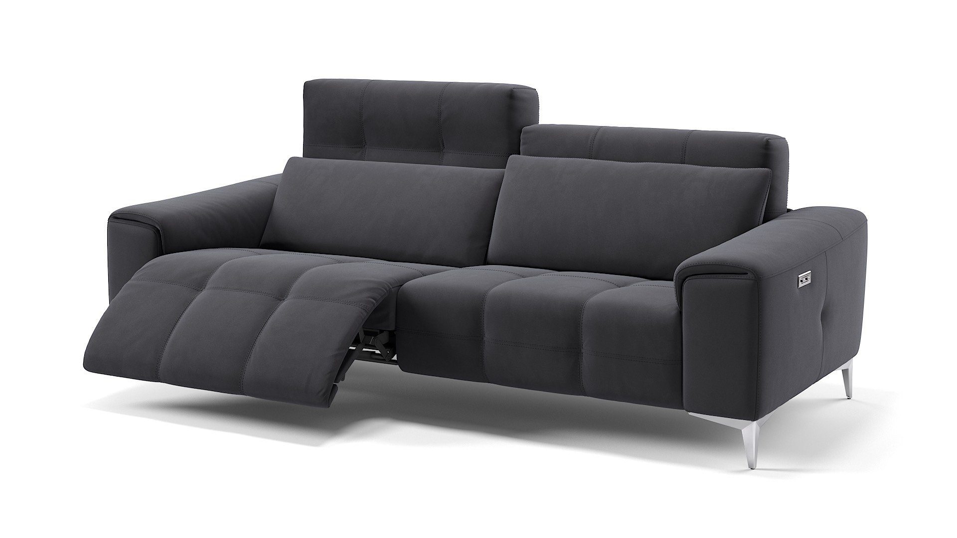 Sofanella Big-Sofa in Dunkelgrau SALENTO Stoff - 218 Sofa M: 3-Sitzer x 100 Sofanella cm