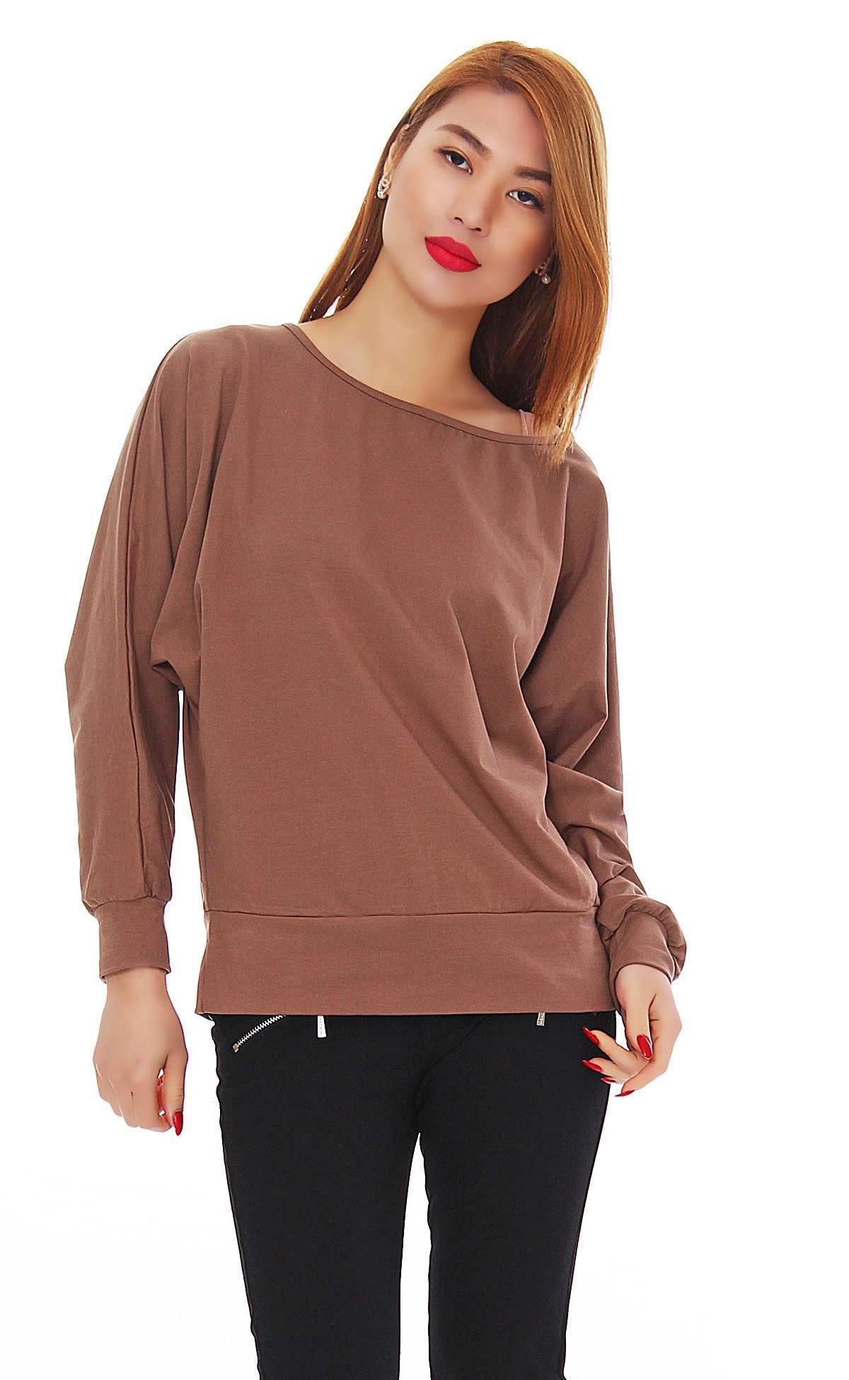 Mississhop Langarmshirt Damen-Sweatshirt mit Fledermausärmeln Ida günstig online kaufen