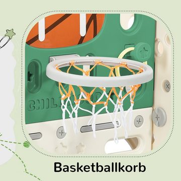 Ulife Rutsche für Kinder, mit Aufbewahrungsbox, Treppenleiter und Basketballkorb, (6 in 1), Einfache Montage und bequeme Aufbewahrung.