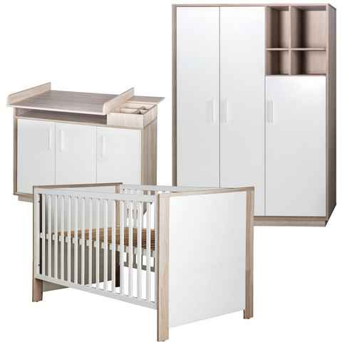 roba® Babyzimmer-Komplettset Olaf, (Set, 3-St., Kinderbett, Wickelkommode, Kleiderschrank), mit Kinderbett, Schrank und Wickelkommode