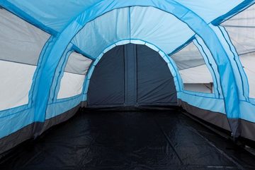 CampFeuer Tunnelzelt Zelt Relax6 für 6 Personen, Hellblau / Grau, 5000 mm Wassersäule, Personen: 6