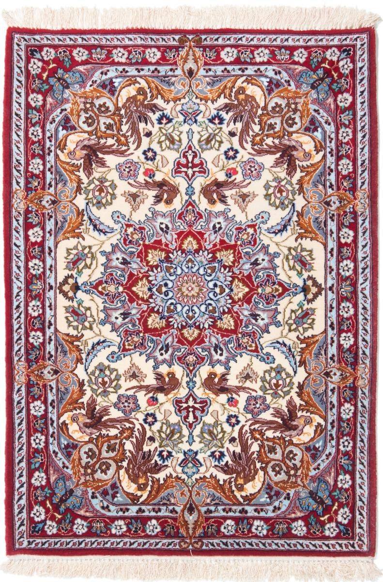 Orientteppich Isfahan Seidenkette 74x99 Handgeknüpfter Orientteppich, Nain Trading, rechteckig, Höhe: 6 mm