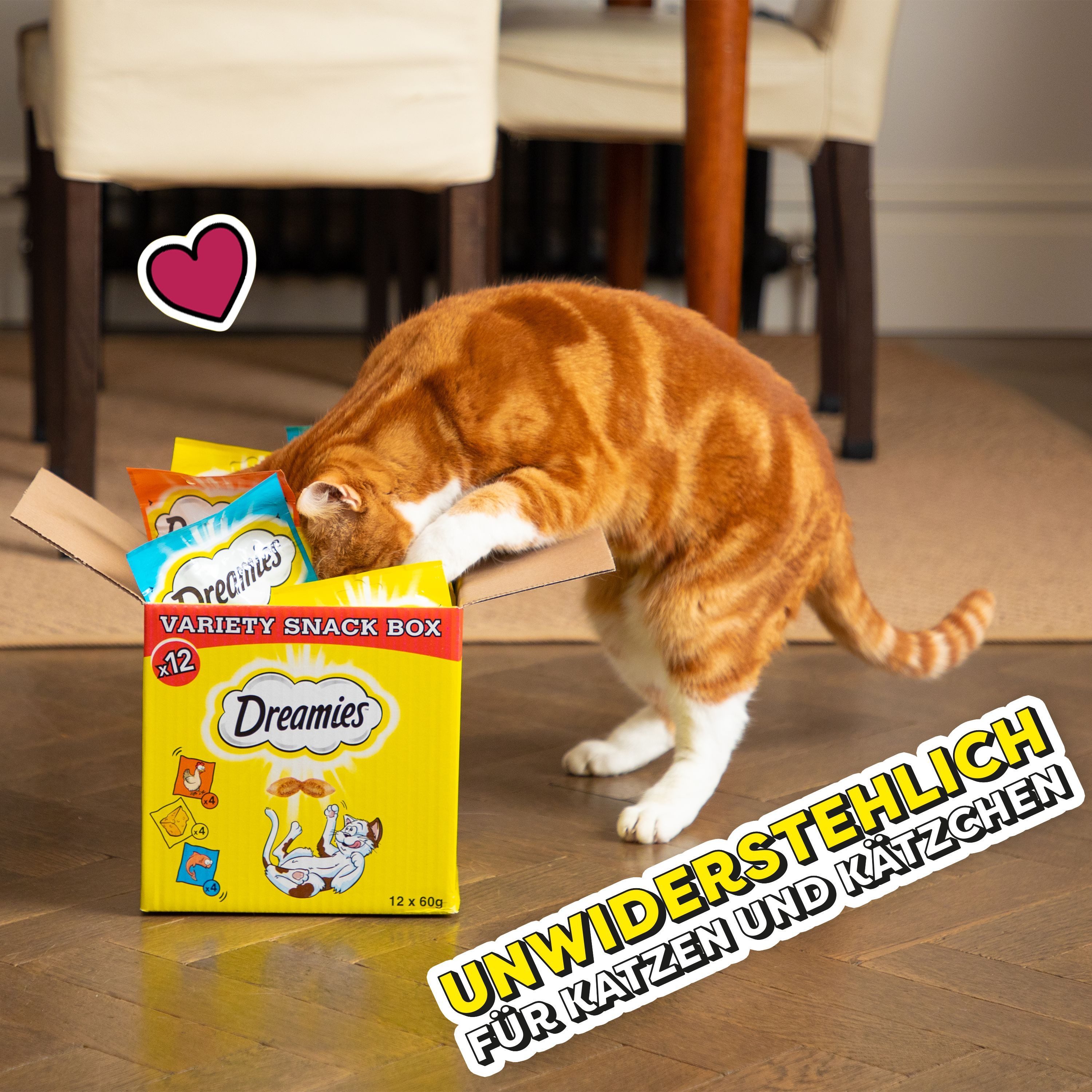 Dreamies DREAMIES™ CREAMY Multipack Huhn & Lachs 14 x 12 x 10g, Snack für: Katze
