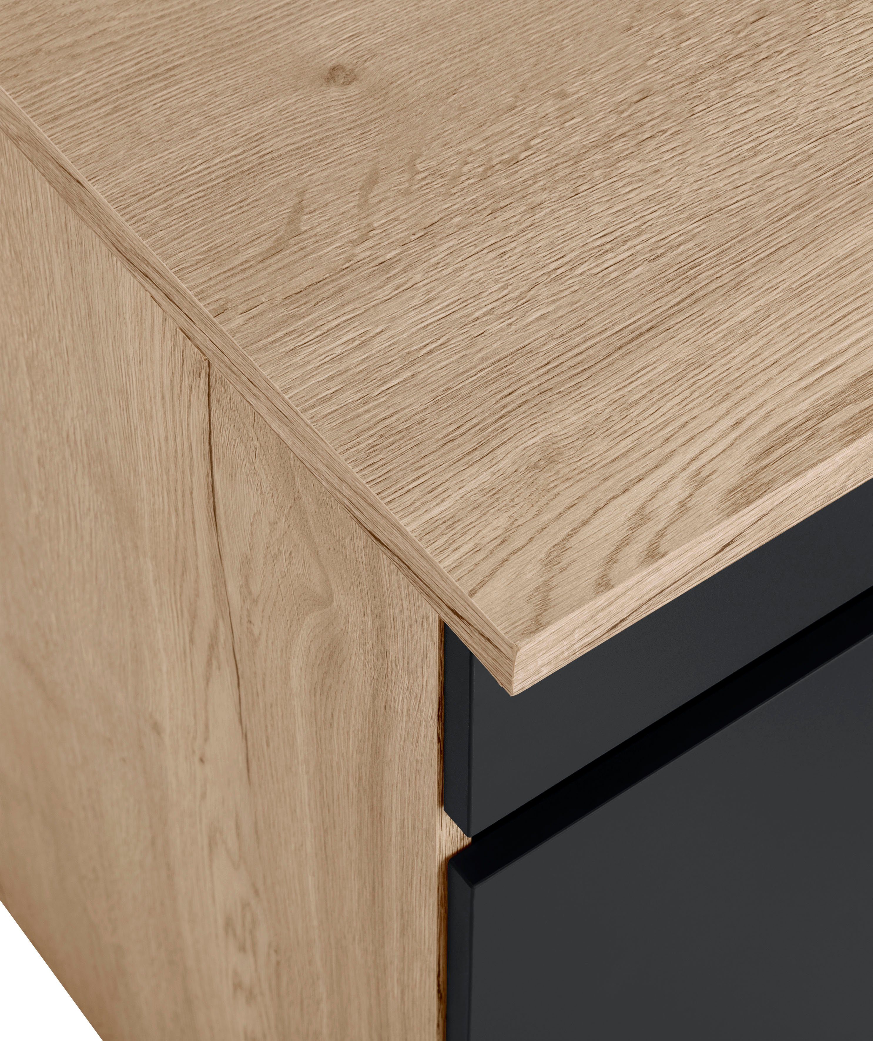 Meuble de cuisine OPTIFIT Roth, dimensions 210 x 175 cm, avec électroménager en option, fonction d'ouverture par simple pression