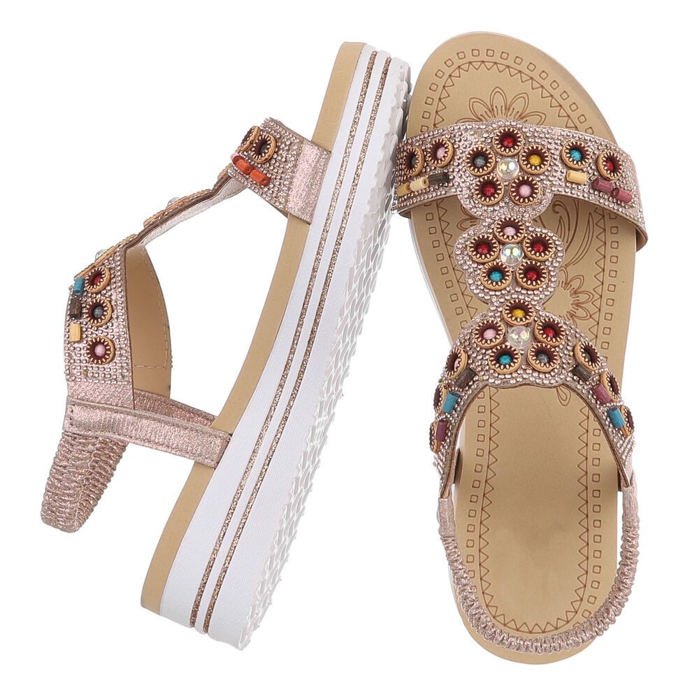 Ital-Design Damen Sandalenschuh mit Schmuckdetails und Plateau Plateausandaletten (91895661) Keilabsatz/Wedge Keilsandaletten in Roségold – Bild 2 von 5