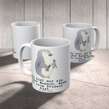 Mr. & Mrs. Panda Tasse Friseur Herz - Weiß - Geschenk, Kaffeetasse, Haarstylist, Teetasse, T, Keramik, Einzigartiges Botschaft