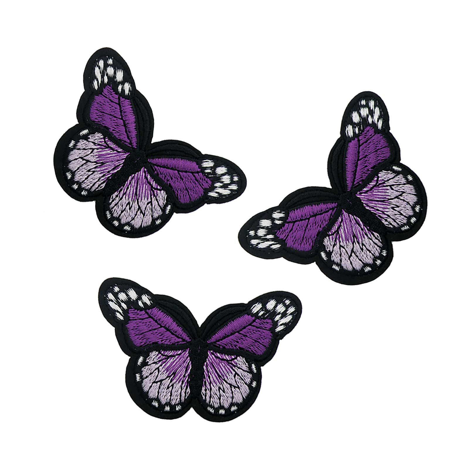 maDDma Aufnäher 3 Schmetterling Aufbügler, Applikation, 48x70mm, freie Farbwahl, lila