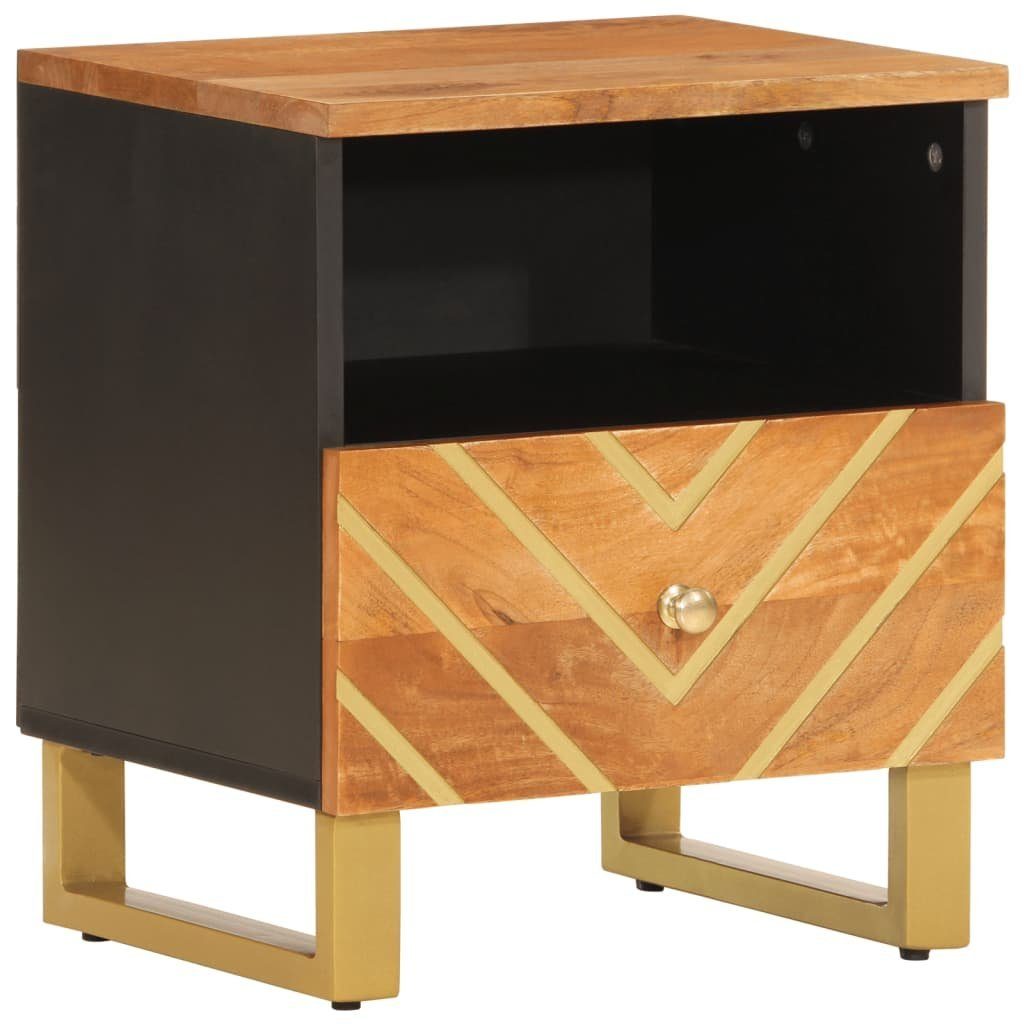 vidaXL Nachttisch NA Nachttisch Nachtschrank Nachtkommode Braun und Schwarz Massivholz M
