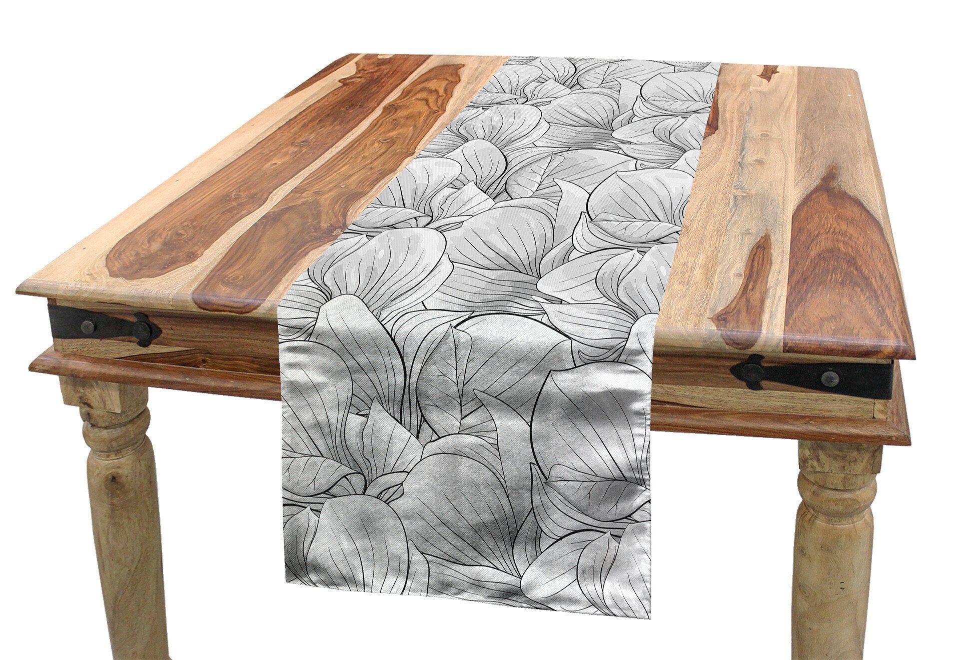 Dekorativer Tischläufer, Esszimmer Küche Abakuhaus Blütenblätter Blumen Rechteckiger Magnolia Monochrome Tischläufer