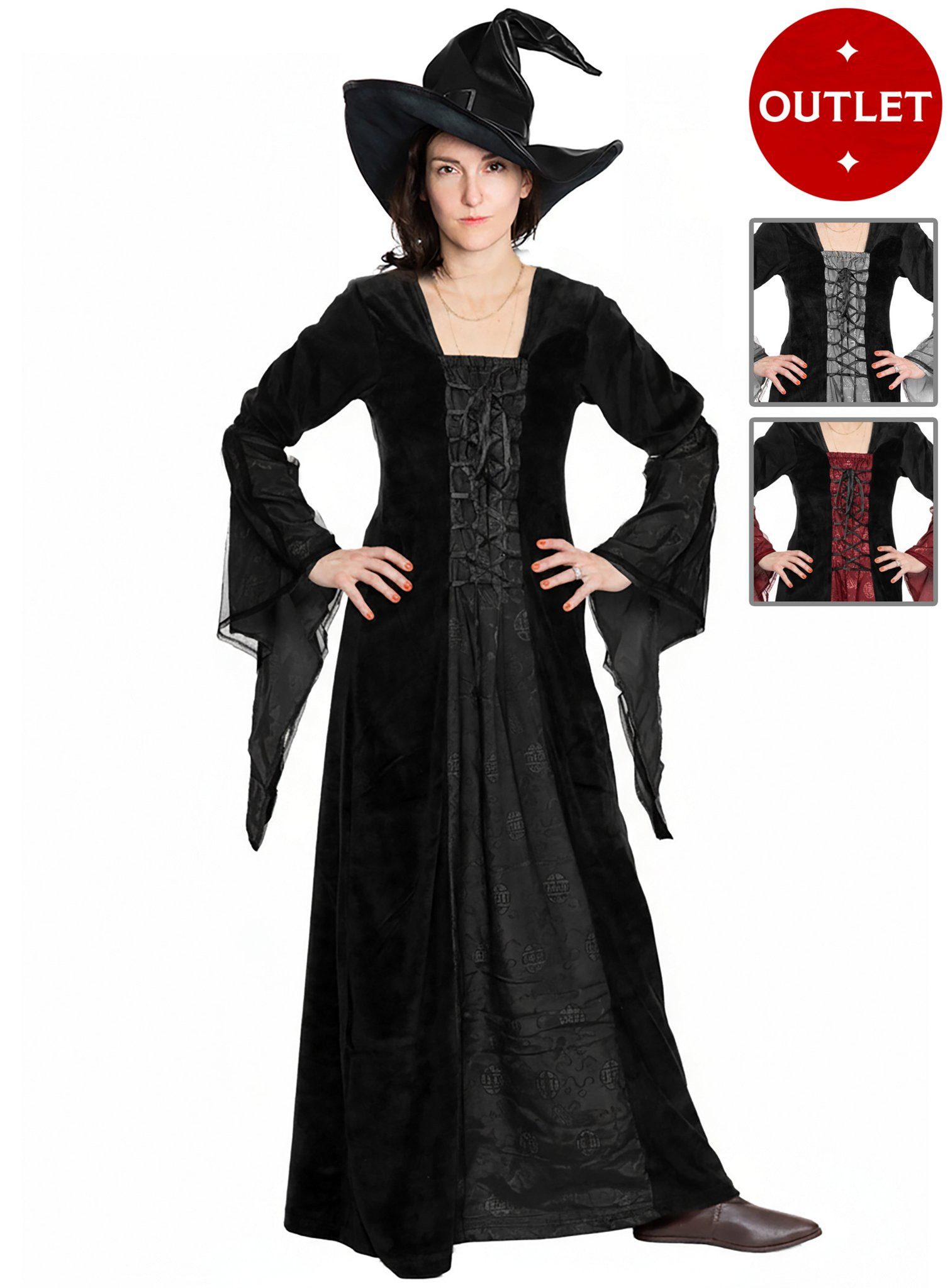 Metamorph Hexen-Kostüm Mittelalter Gothic Kleid - Fee, Ein düster elegantes Kleid, perfekt für Vampire, dunkle Zauberer und