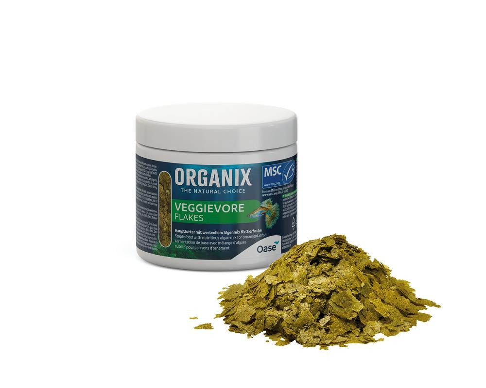 Fisch-Futterspender Oase ORGANIX Veggievore Flakes MSC 250 ml- vegetarisches Aquariumfutte