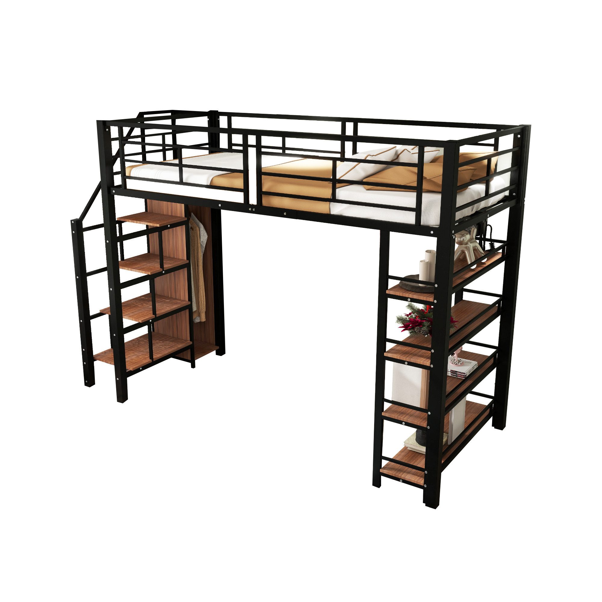 OKWISH Kinderbett Hochbett Metallbett Stauraumbett Gästebett günstig online kaufen