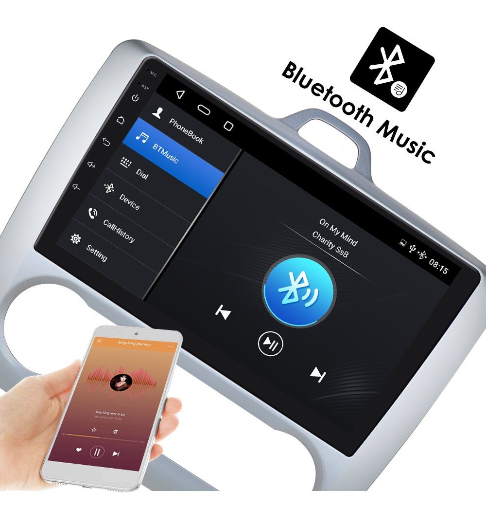 GABITECH 9 zoll Autoradio GPS Navi für Ford Focus 2 MK2 MK3 Exi AT 4GB RAM Autoradio (Drahtloses Carplay & AndroidAuto,3D Navi, 4GB RAM; 64GB ROM,WiFi,DAB)