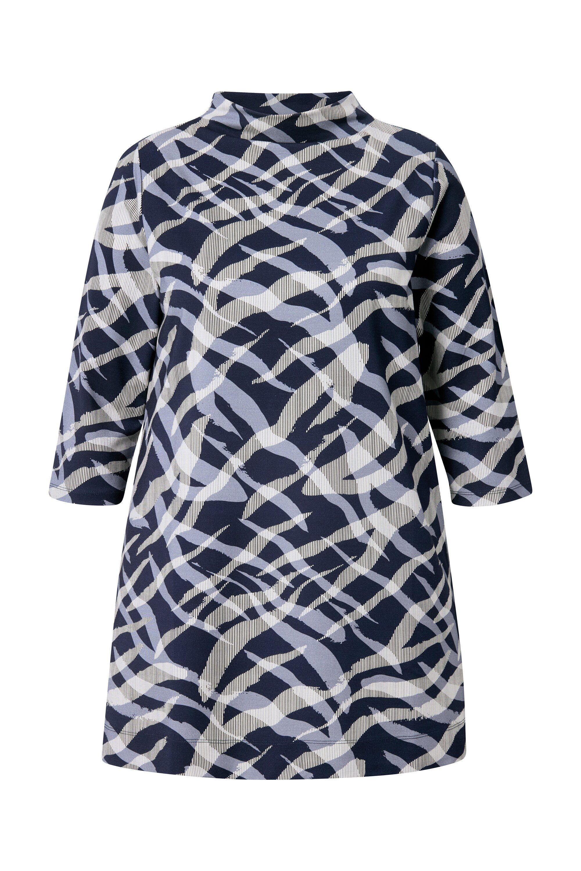 Ulla Popken Sweatshirt Sweatshirt Zebra-Design A-Linie Stehkragen 3/4-Arm günstig online kaufen