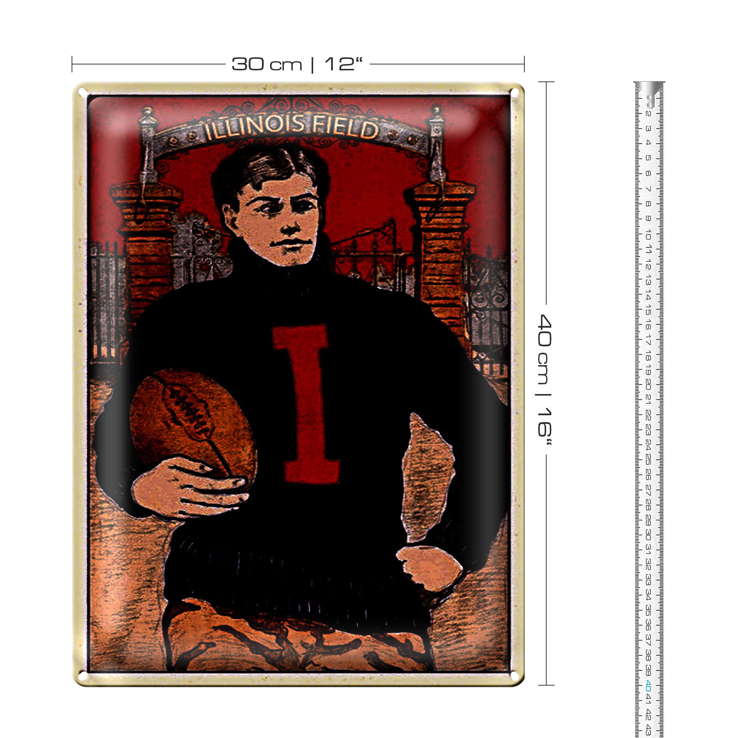 Roomando Metallschild American Football 30x40cm Illinois field
