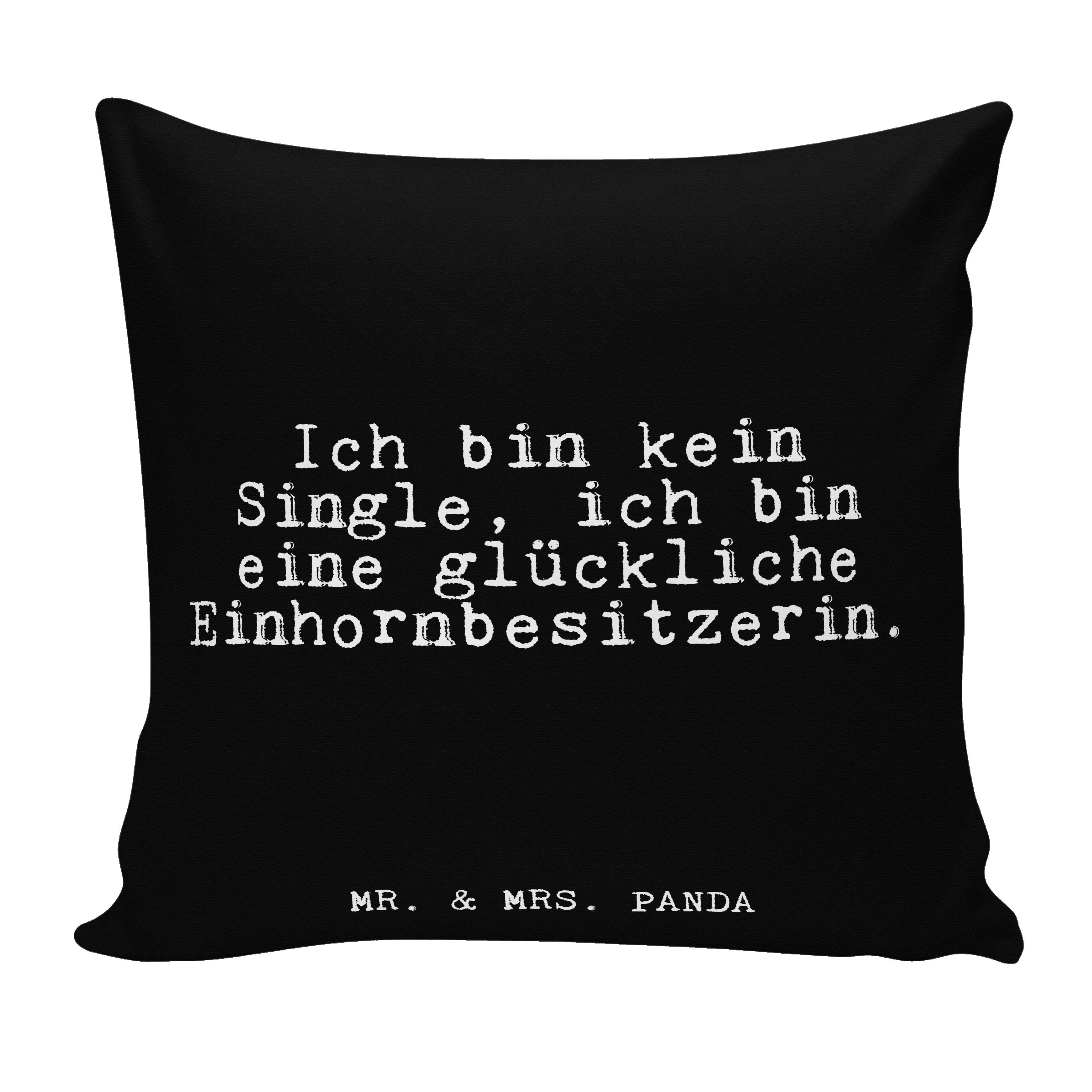 Mr. & Mrs. Panda Dekokissen Ich bin kein Single,... - Schwarz - Geschenk, Fantasiewelt, Liebe, Sp