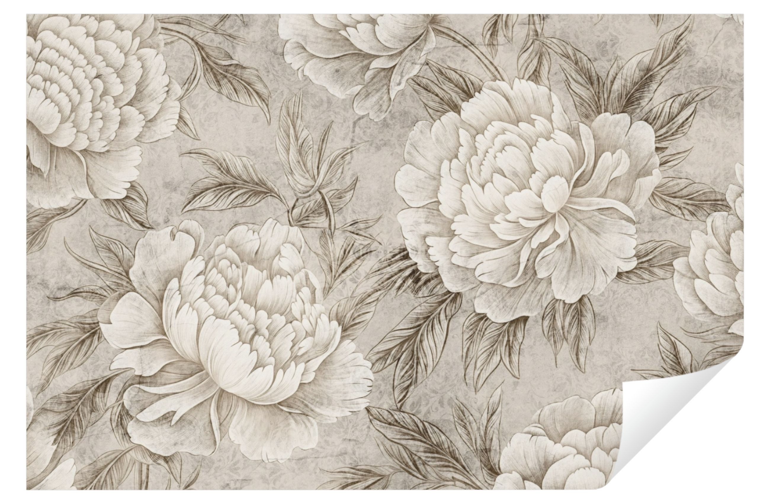 Wallarena Fototapete Blumen Pfingstrosen Vlies Tapete Wohnzimmer Schlafzimmer Wandtapete, Glatt Vlies Struktur Vinyl, Vintage, Tapete inklusive Kleister Vliestapete Motivtapete