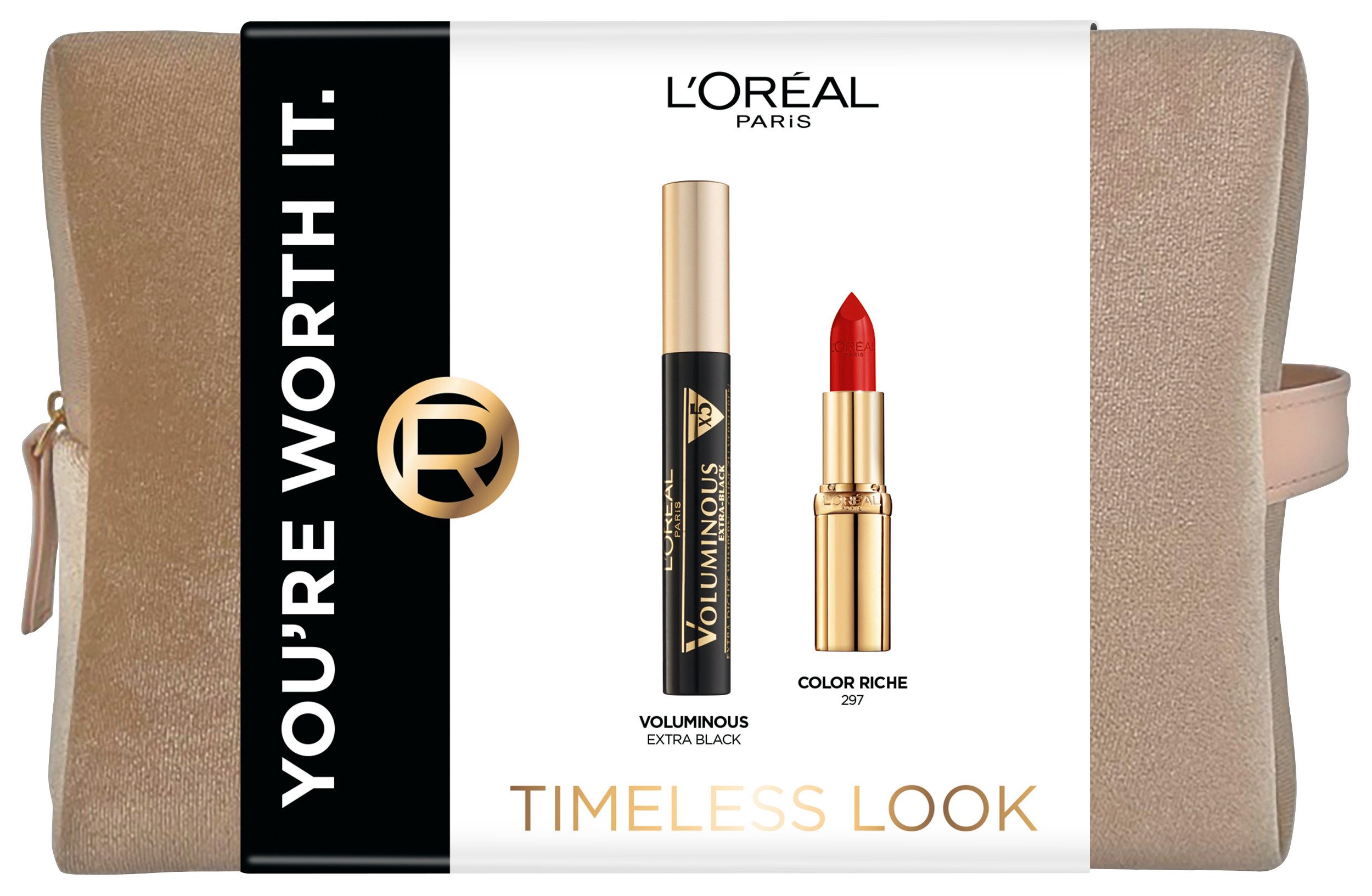 L'ORÉAL PARIS Make-up Set Timeless Look Geschenkset: Mascara, Lippenstift & Beauty Bag