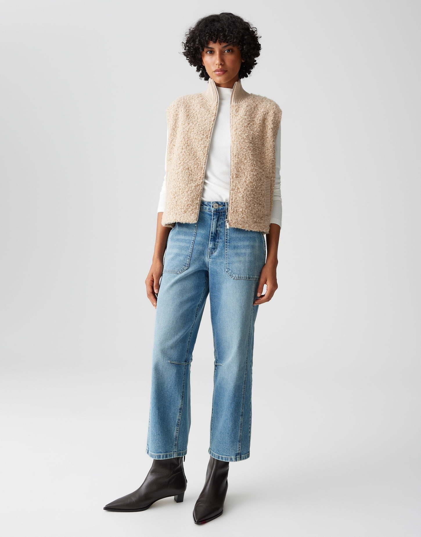 OPUS Sweatweste GULUNI Regular Fit in Bouclé Optik