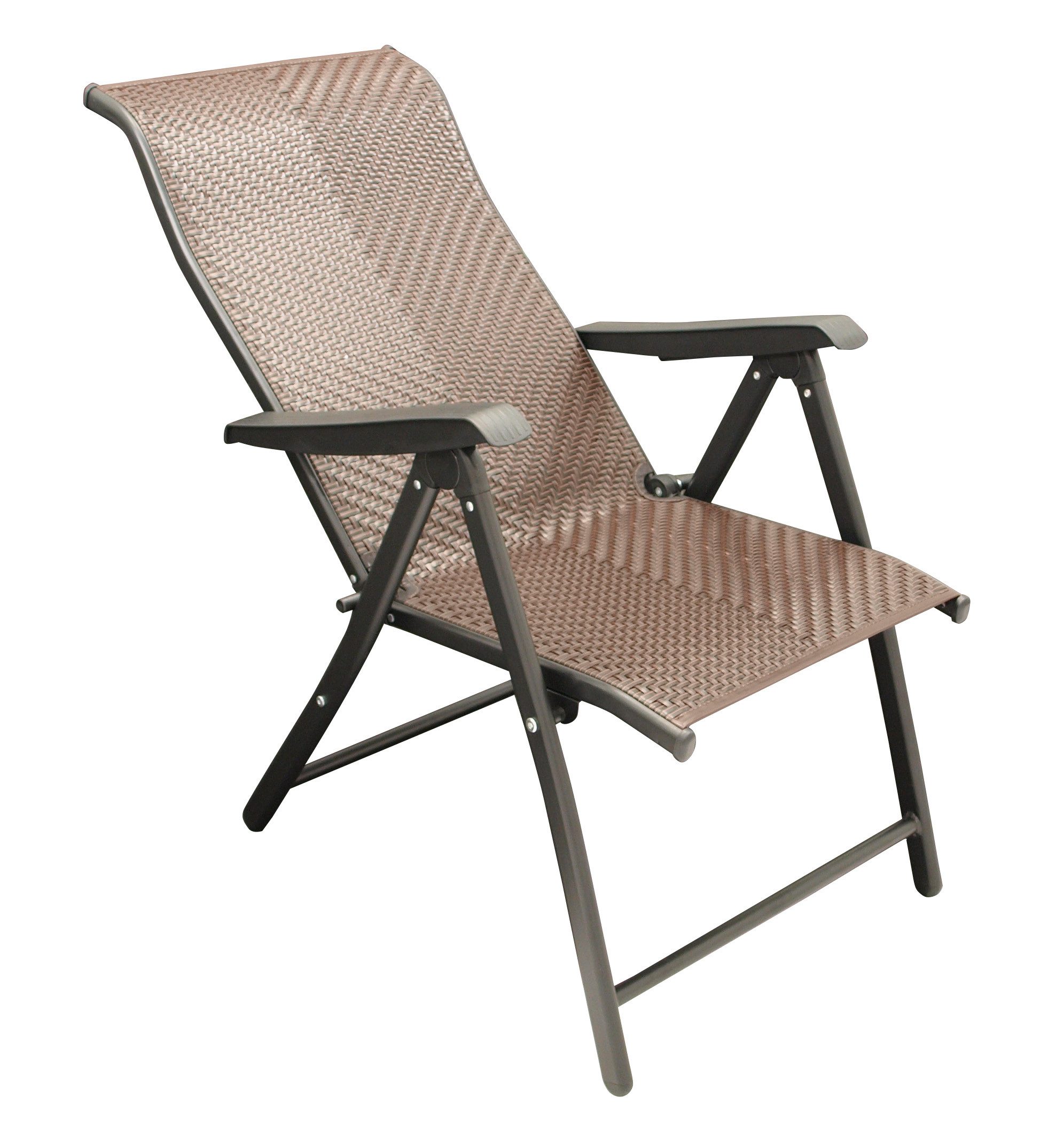 DEGAMO Gartensessel ANTIBES, Metall + Polyrattan braun, faltbar, 7-fach verstellbar