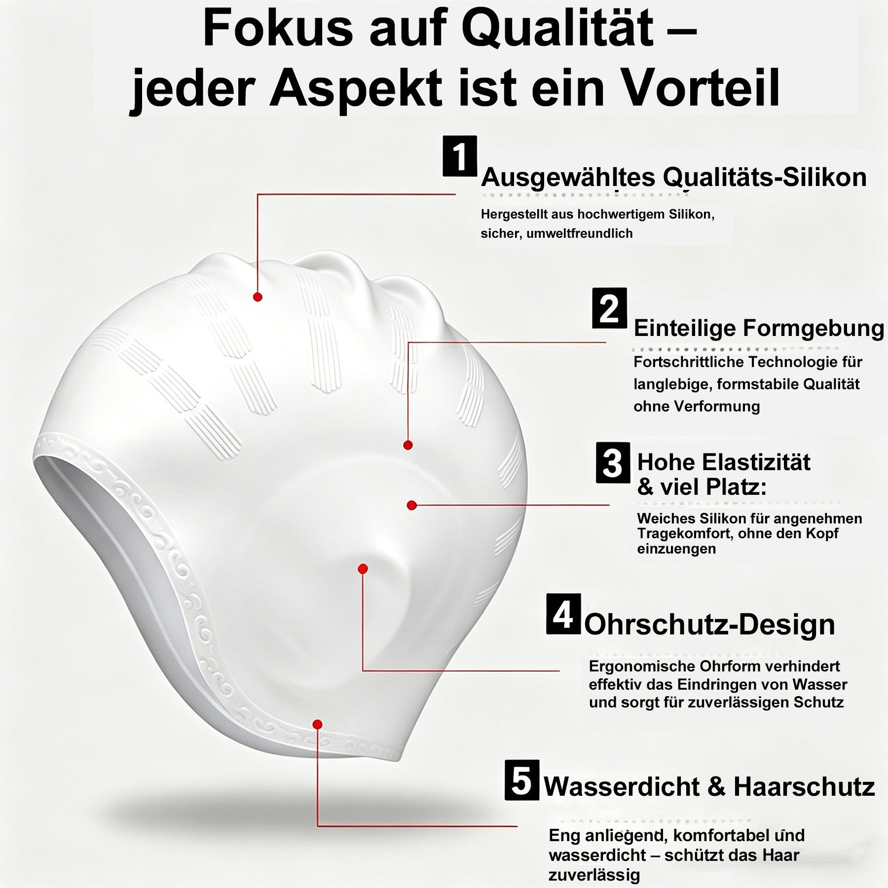 Mutig Schwimmbrille Schwimmbrille Set mit Badekappe & Nasenklammer HD Anti-Beschlag Unisex, (3D-Ohrenschutz Schwimmkappe aus Silikon für Damen & Herren, Schwimmmaske mit Großen Gläsern Wasserdicht &  Anti Fog Klar Weitwinkel), Premium Komfort für Training & Freizeit – für Erwachsene & Jugendliche