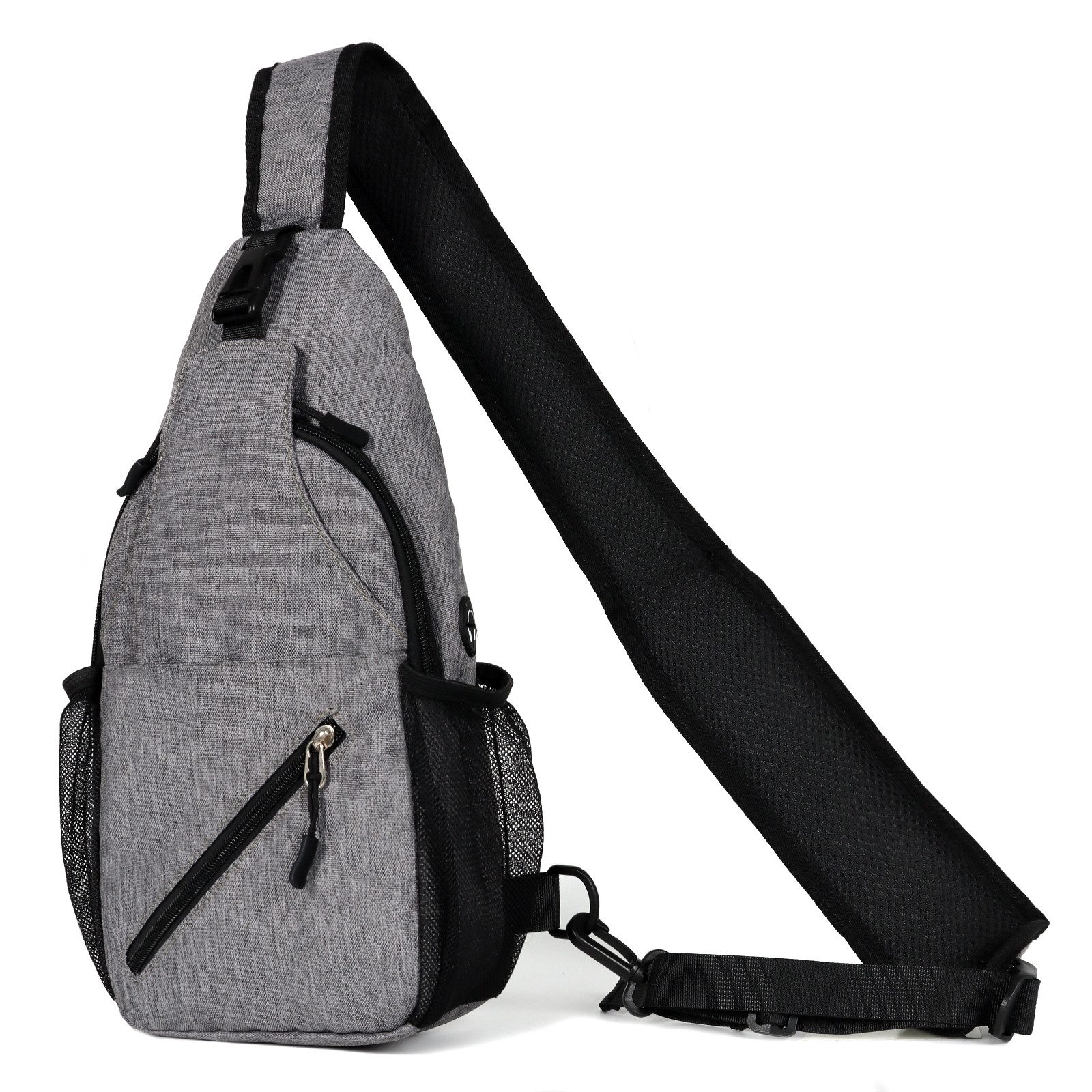 TAN.TOMI Bauchtasche Brusttasche mit USB-Ladeanschluss Anti-Diebstahl Sling Bag Herren, Klein Umhängetasche Outdoor Wasserdicht Lässig Leicht für Arbeit Reise