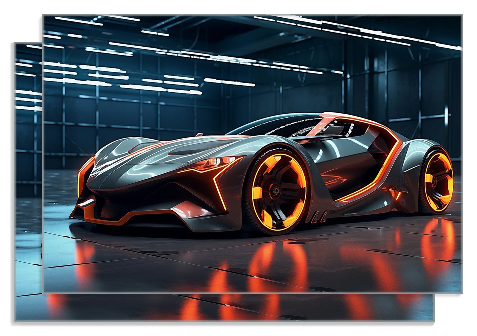 Wallario Frühstücksbrett Futuristisches Supercar, ESG-Sicherheitsglas, (inkl. rutschfester Gummifüße 4mm, 2-St), 20x30cm