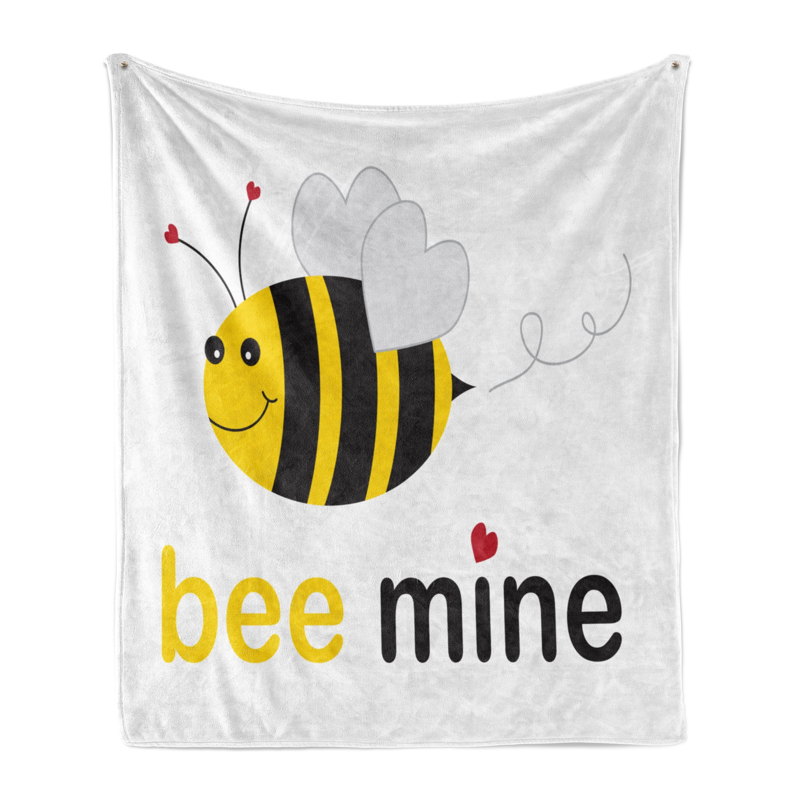 Wohndecke Gemütlicher Plüsch für den Innen- und Außenbereich, Abakuhaus, Honey Bee Bee Mine Romantischer Cartoon