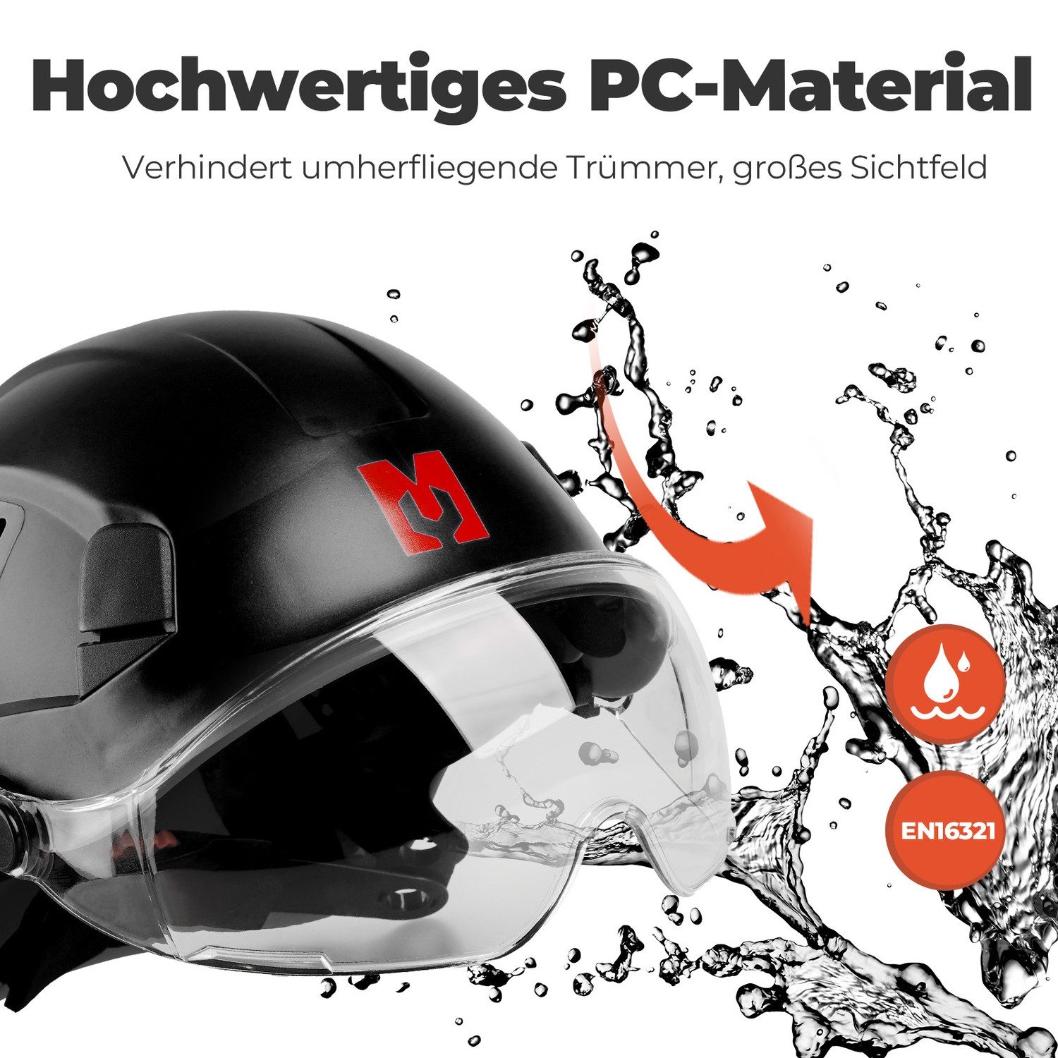 Mustbau Schutzhelm EN397 Schutzhelme mit Schweißband und Visier, 53 bis 63cm Verstellbarer Kopfumfang, strapazierfähiges ABS-Material – Bild 4 von 5