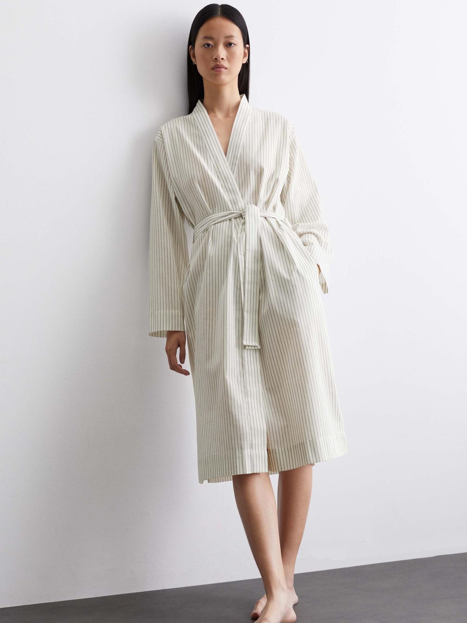 Marc O'Polo Home Kimono Classic fine stripe, Langform, Baumwolle, Kimono-Kragen, Gürtel, aus Bio-Baumwolle mit feinem Streifenmuster – Bild 2 von 5
