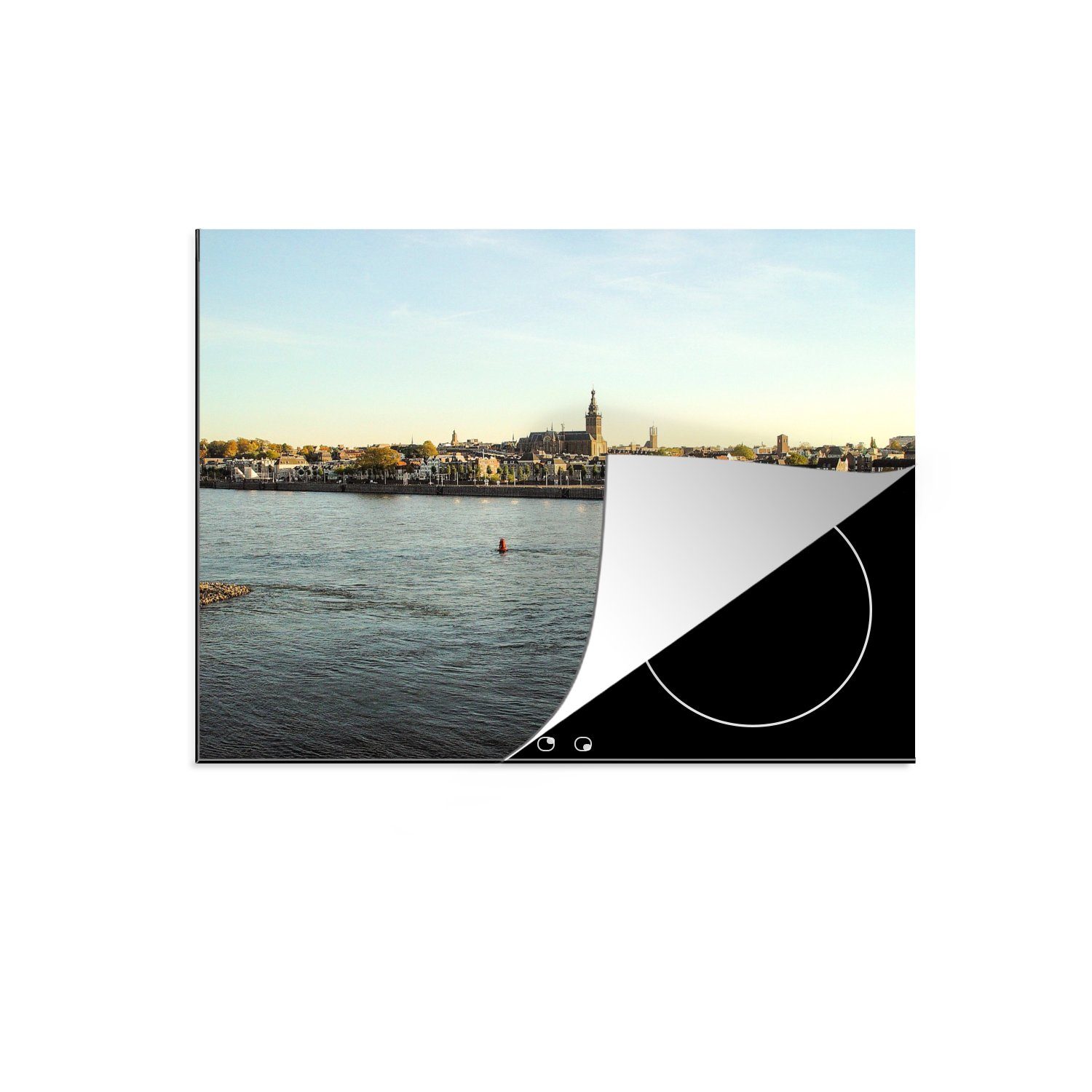 MuchoWow Herdblende-/Abdeckplatte Wasser - Nijmegen - Waal, Vinyl, (1 tlg), 70x52 cm, Mobile Arbeitsfläche nutzbar, Ceranfeldabdeckung