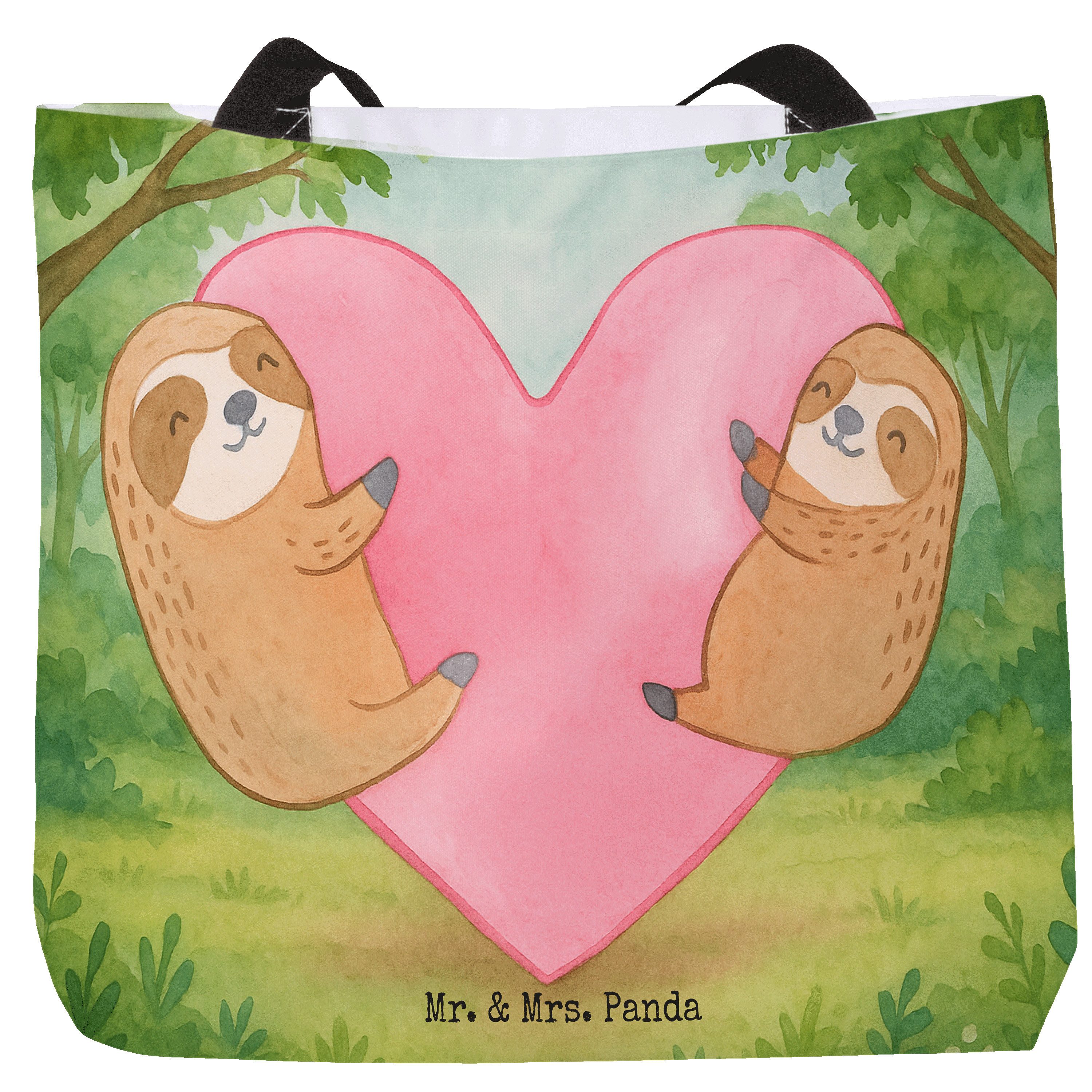 Shopper Faultiere Herz Design, Schultasche, Weiß, Schultasche, Geschenk für F