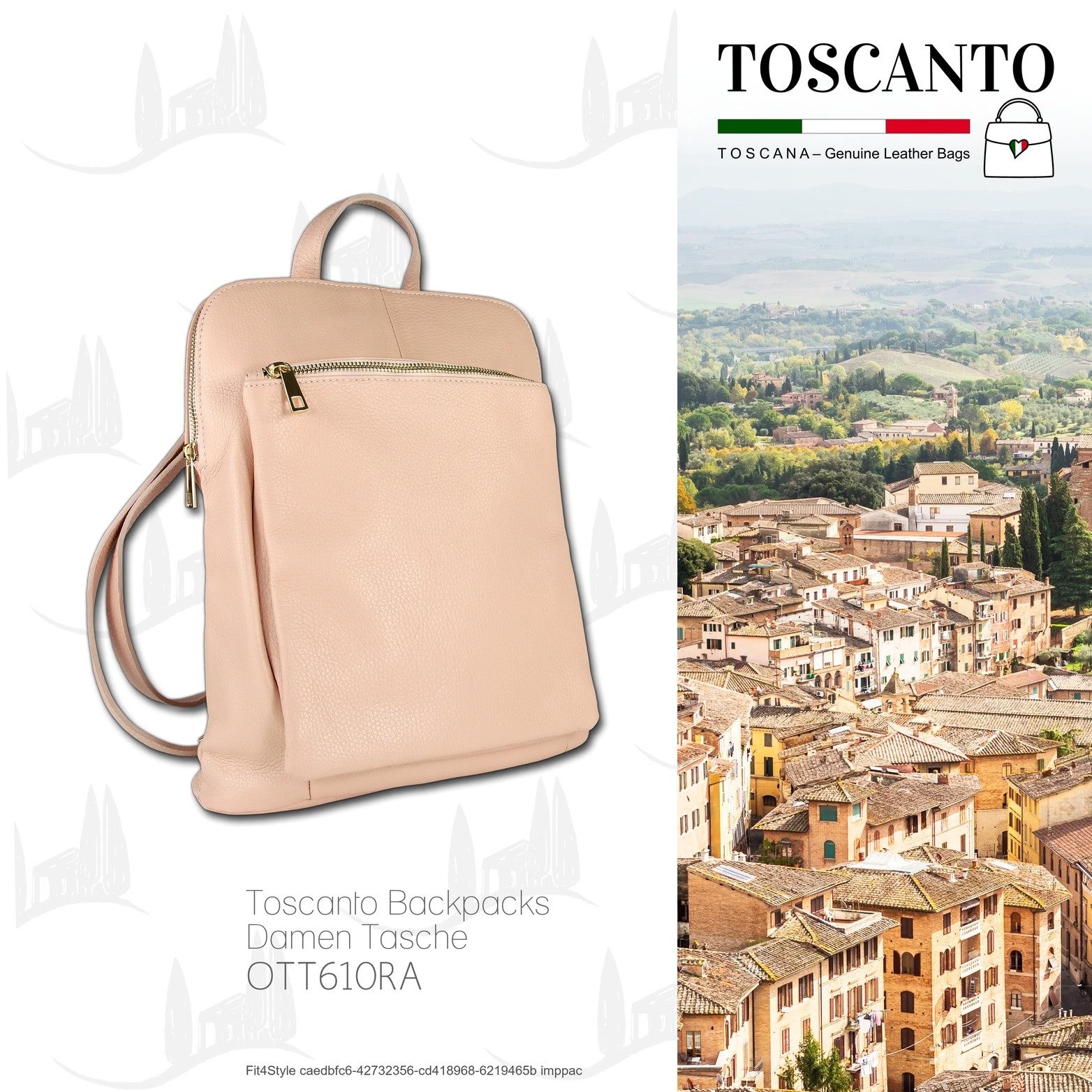 Toscanto Cityrucksack Toscanto Cityrucksack Freizeit (Cityrucksack), Damen Tasche Echtes Leder rosa, Made-In Italy