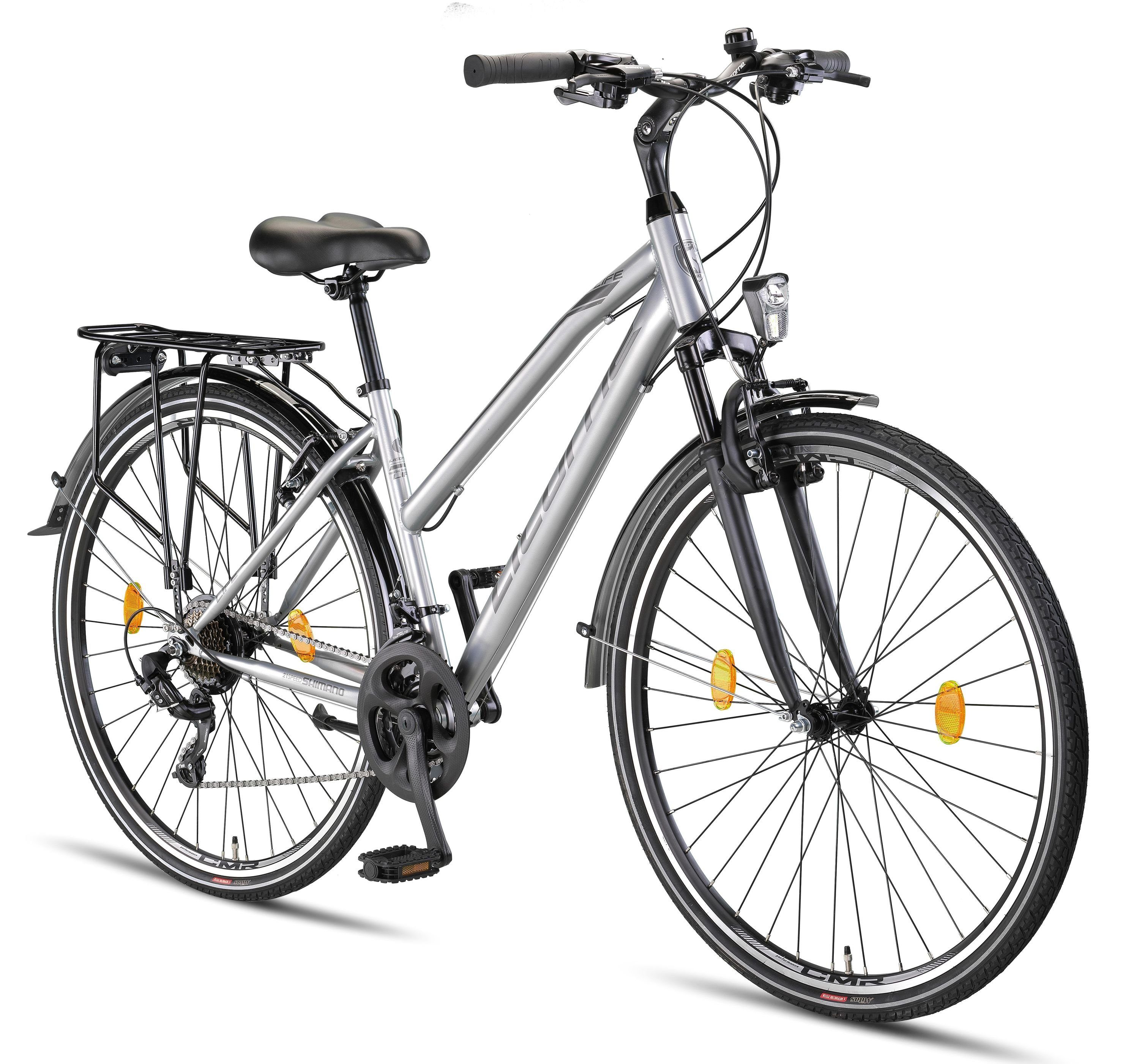 Licorne Bike Bike L-V-ATB Trekkingrad Zoll, Licorne Premium in Bike 28 Trekking Schwarz/Grau 21 Gang