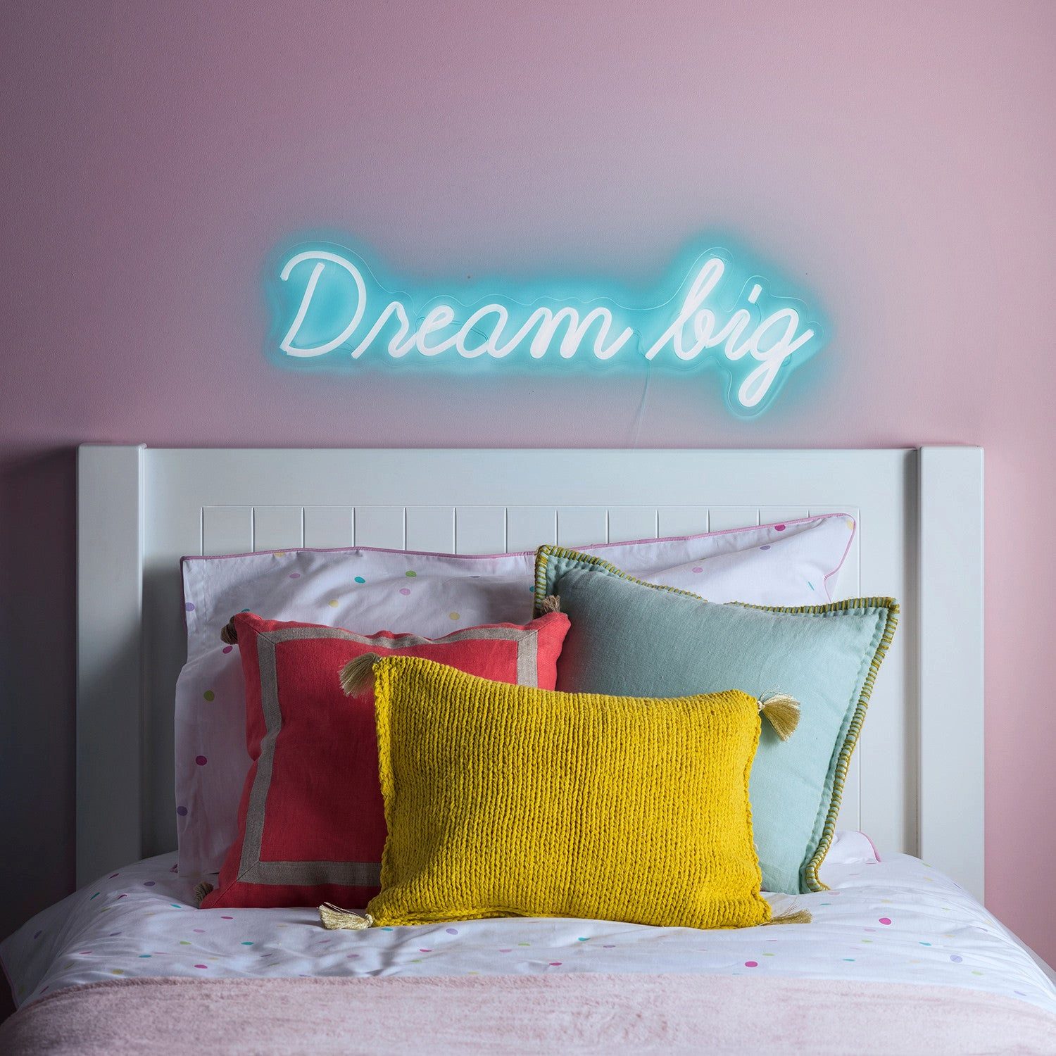Lights4fun LED Wandleuchte LED Neon Leuchtschriftzug Dream Big – Bild 2 von 4