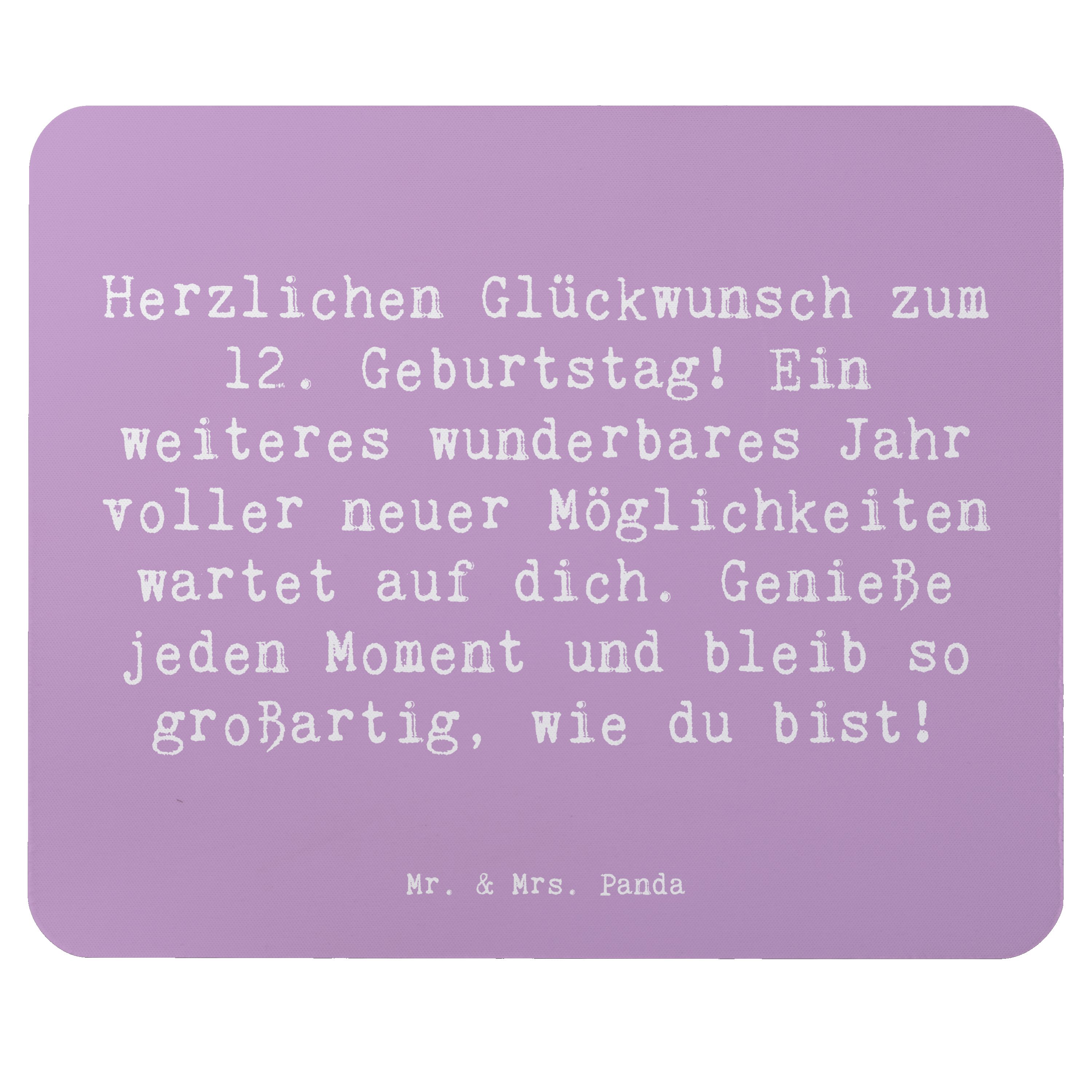 Mauspad Spruch 12. Geburtstag Glück - Lavendeltraum - Geschenk, Geburtstagsfe