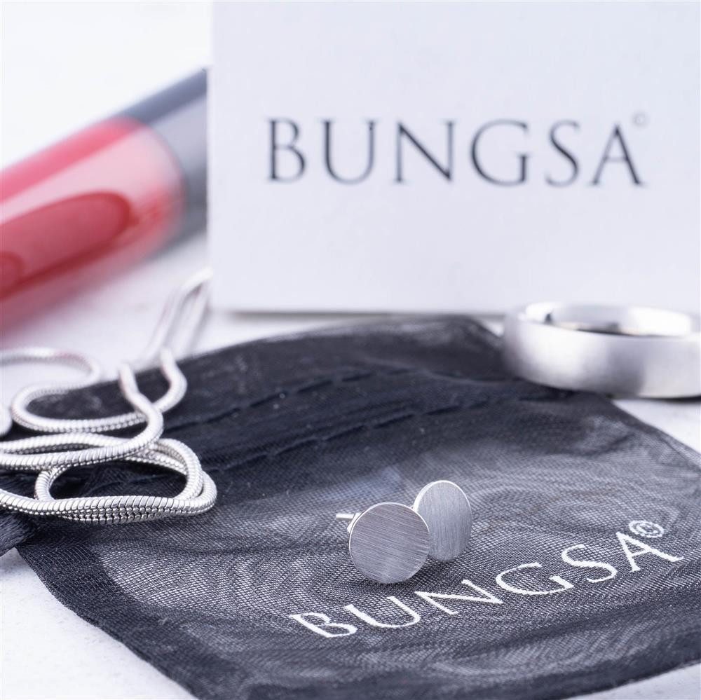 BUNGSA Ohrring-Set Silber - Ohrstecker rund gebürstet Silber aus Edelstahl Damen (1 Paar (2 Stück), 2-tlg), Ohrschmuck Ohrringe – Bild 5 von 5