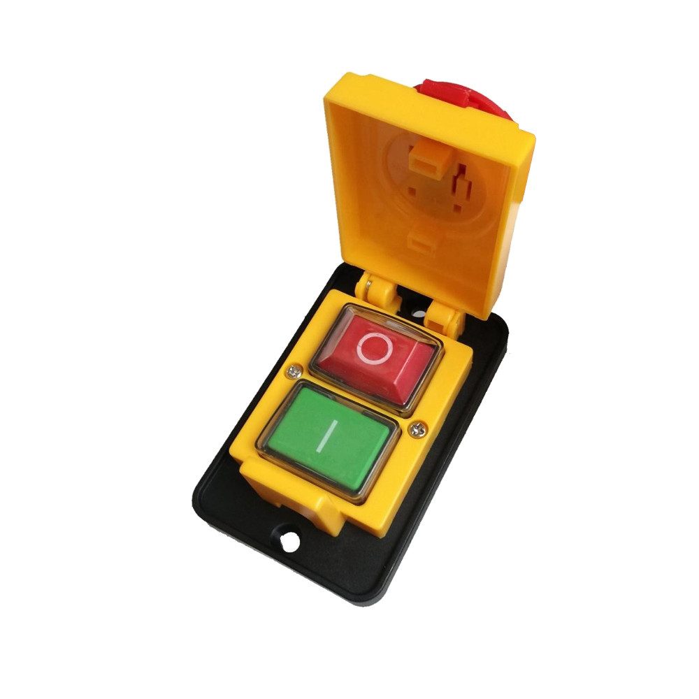 Trade-Shop Переключатель Geräteschalter ZH02-Ax passend für Kreissäge, Gehrungssäge, Bandsäge, mit Kappe, Flachdichtung und einer PVC-Abdeckung über den Tasten