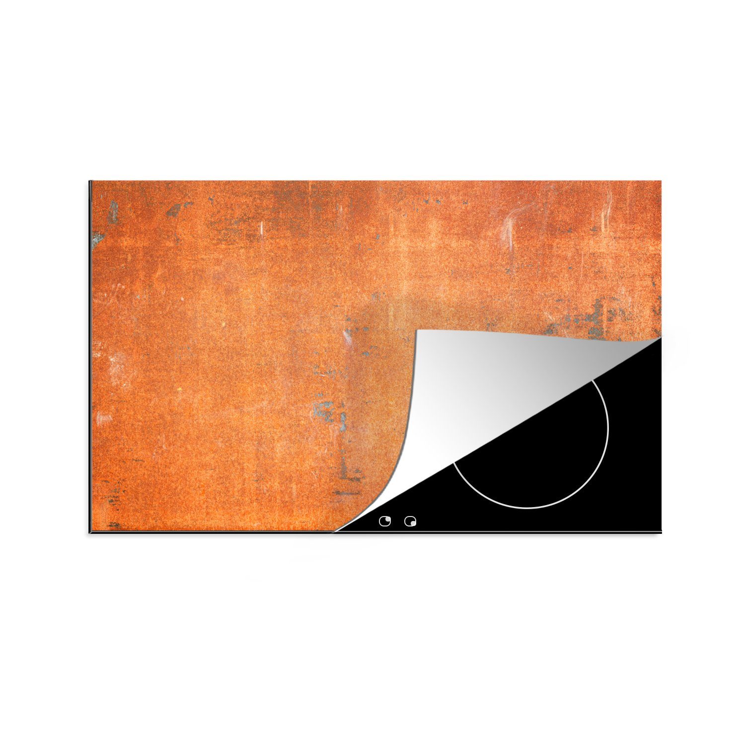 MuchoWow Herdblende-/Abdeckplatte Metallplatte mit einer rostigen Struktur als Hintergrund, Vinyl, (1 tlg), 81x52 cm, Induktionskochfeld Schutz für die küche, Ceranfeldabdeckung