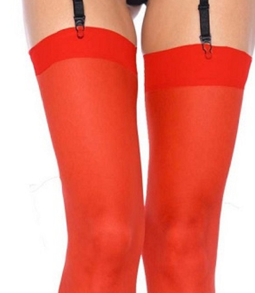 Leg Avenue Halterlose Strümpfe Halterlose Strümpfe Rot Plus Size transparent Größe 42 bis 44