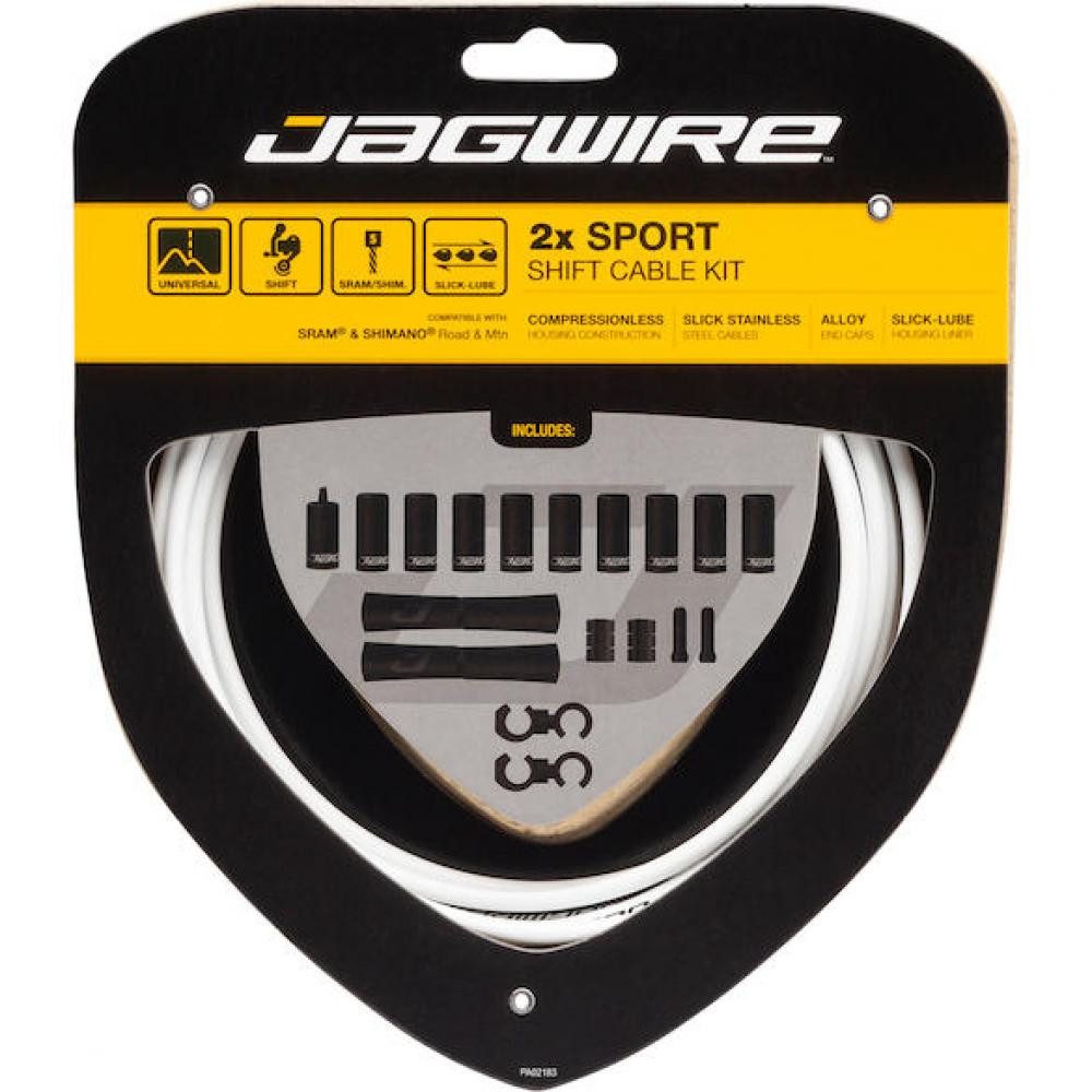 Jagwire Schaltzug Jagwire Schaltzugset Road & Mountain Sport 2x Weiß - präzise Schaltper