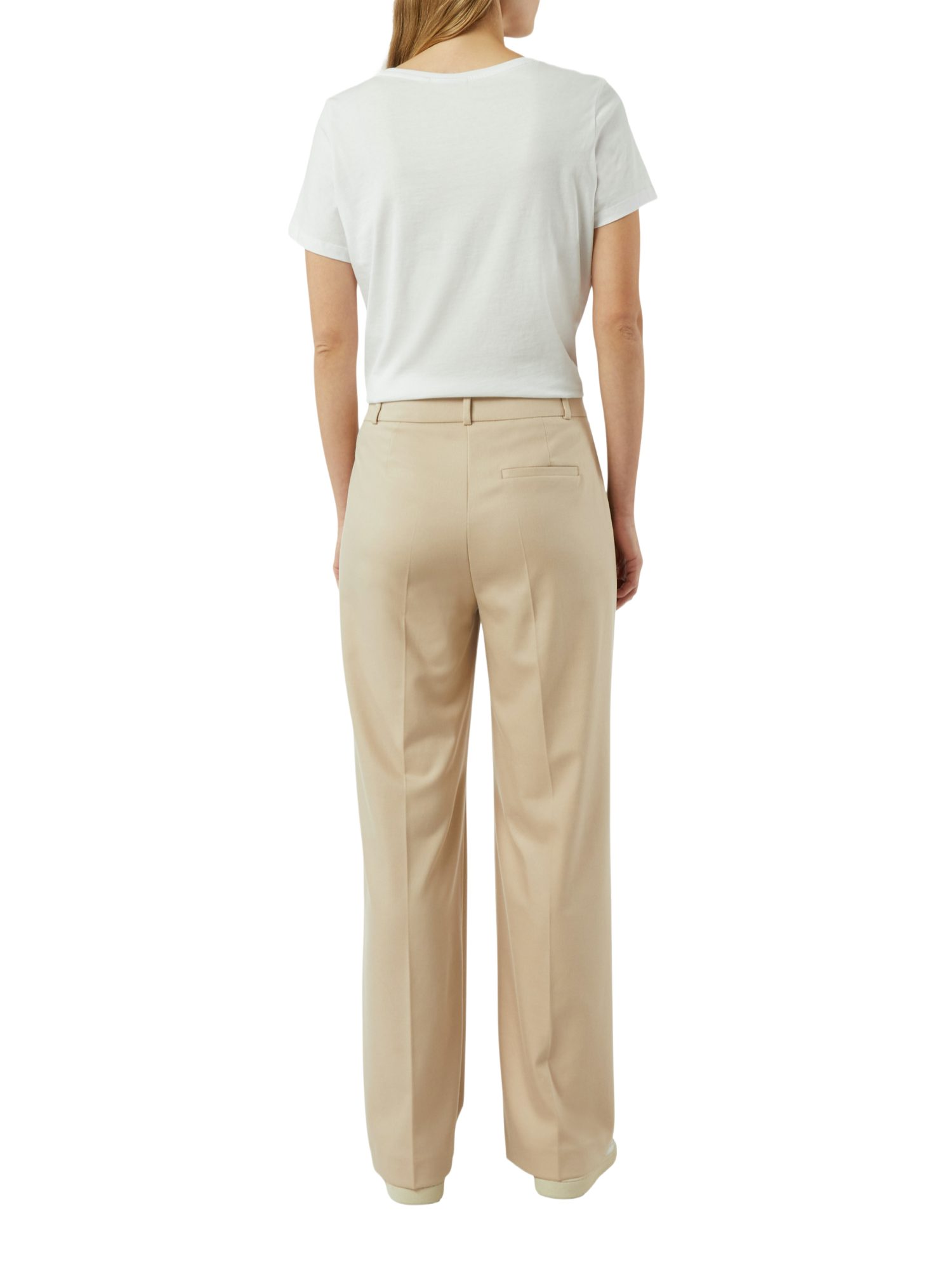 comma Stoffhose natur,Business,Polyester,Unifarben,Wide Leg,Mittel
