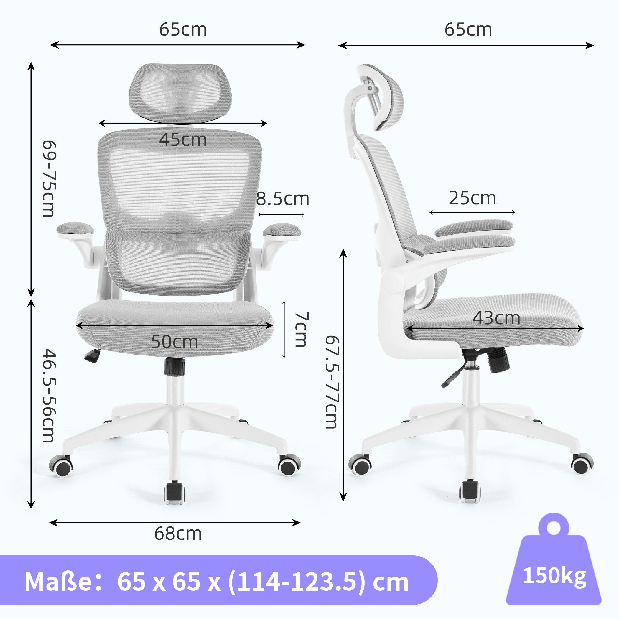 SeedWave Bürostuhl mit Adaptive Lendenstütze, Verstellbare Kopfstütze, Klap günstig online kaufen
